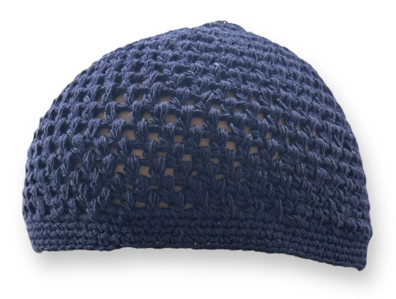 100% Cotton Crochet Stretchy Knitted Kufi  - Blue - Image 3
