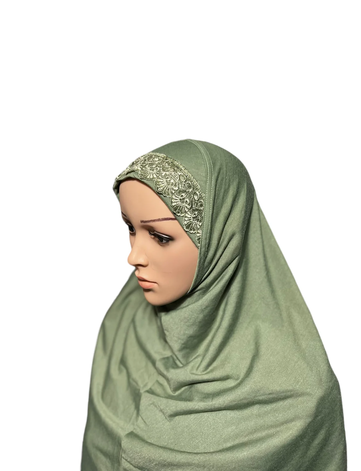 100% Cotton XL Amira Hijab - Light Green - Image 2