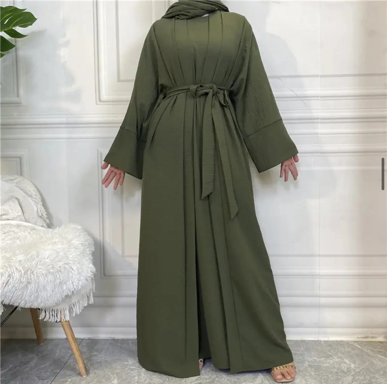 2 Piece Crinkle Abaya Set (Buy 1, Get 1 $10 OFF) - Image 3
