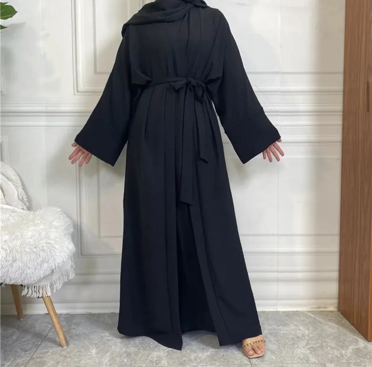 2 Piece Crinkle Abaya Set (Buy 1, Get 1 $10 OFF) - Image 4