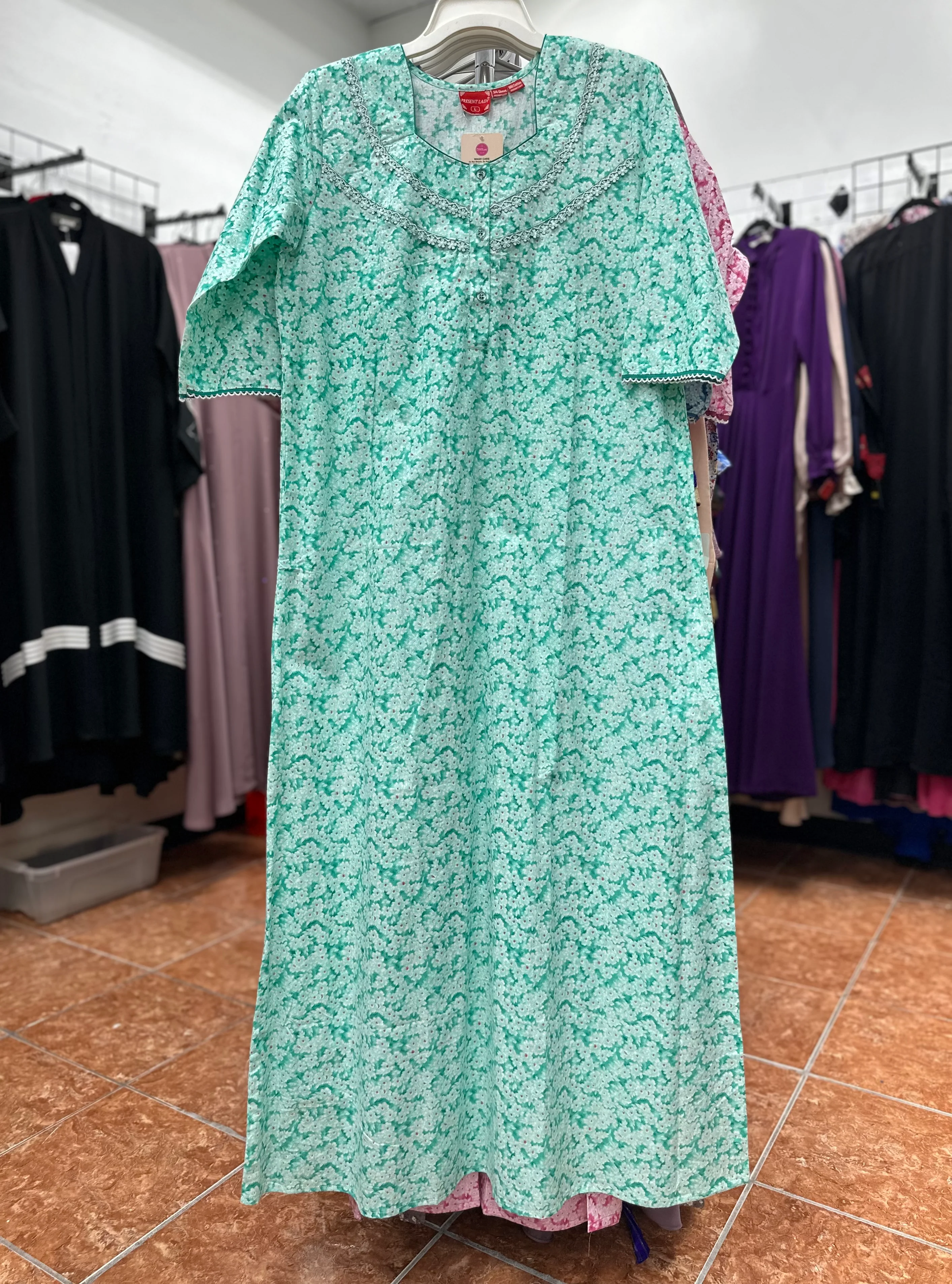 3/4 Sleeve 100% Cotton Maxi Nightgowns - Image 3