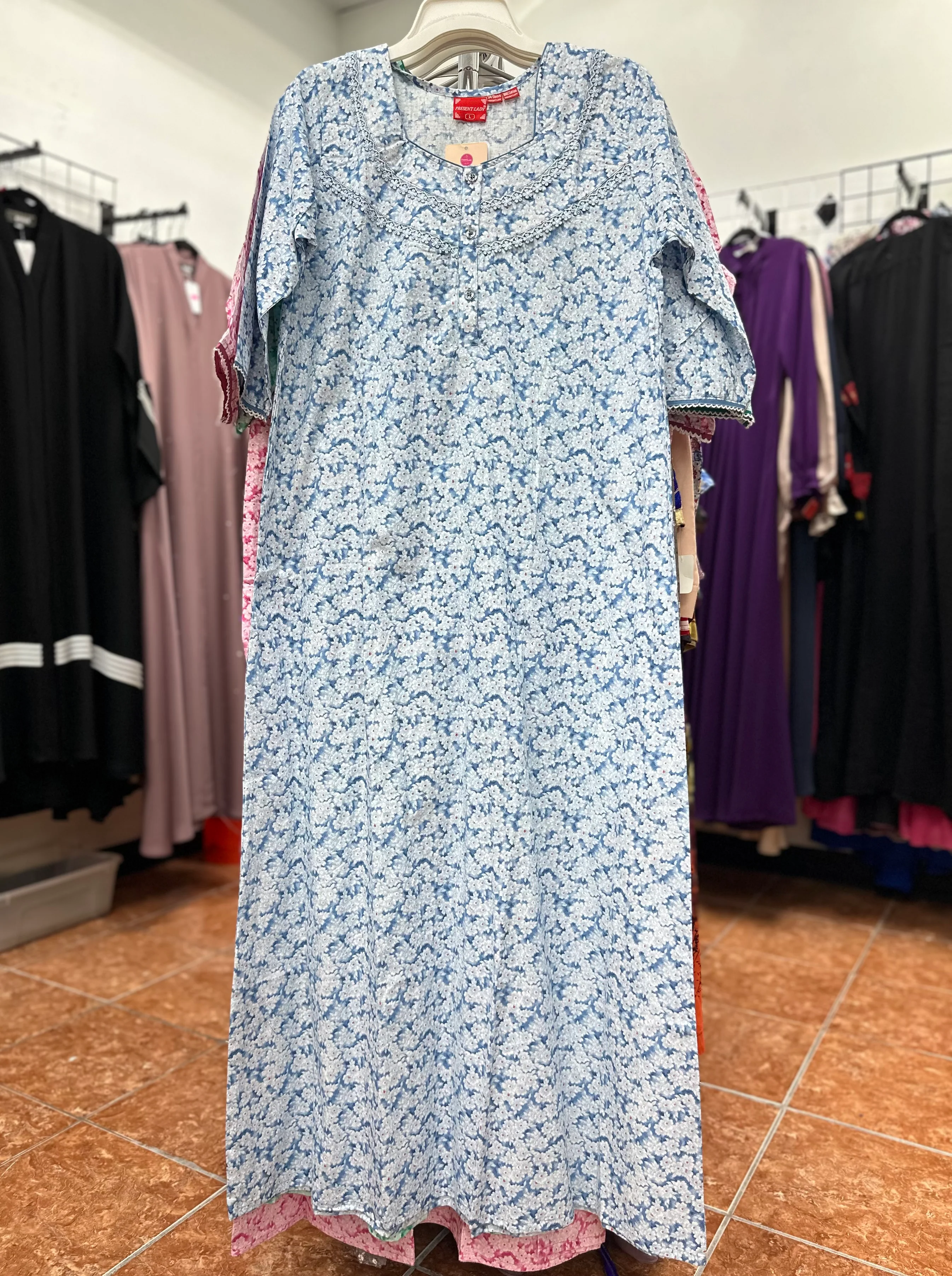 3/4 Sleeve 100% Cotton Maxi Nightgowns - Image 4