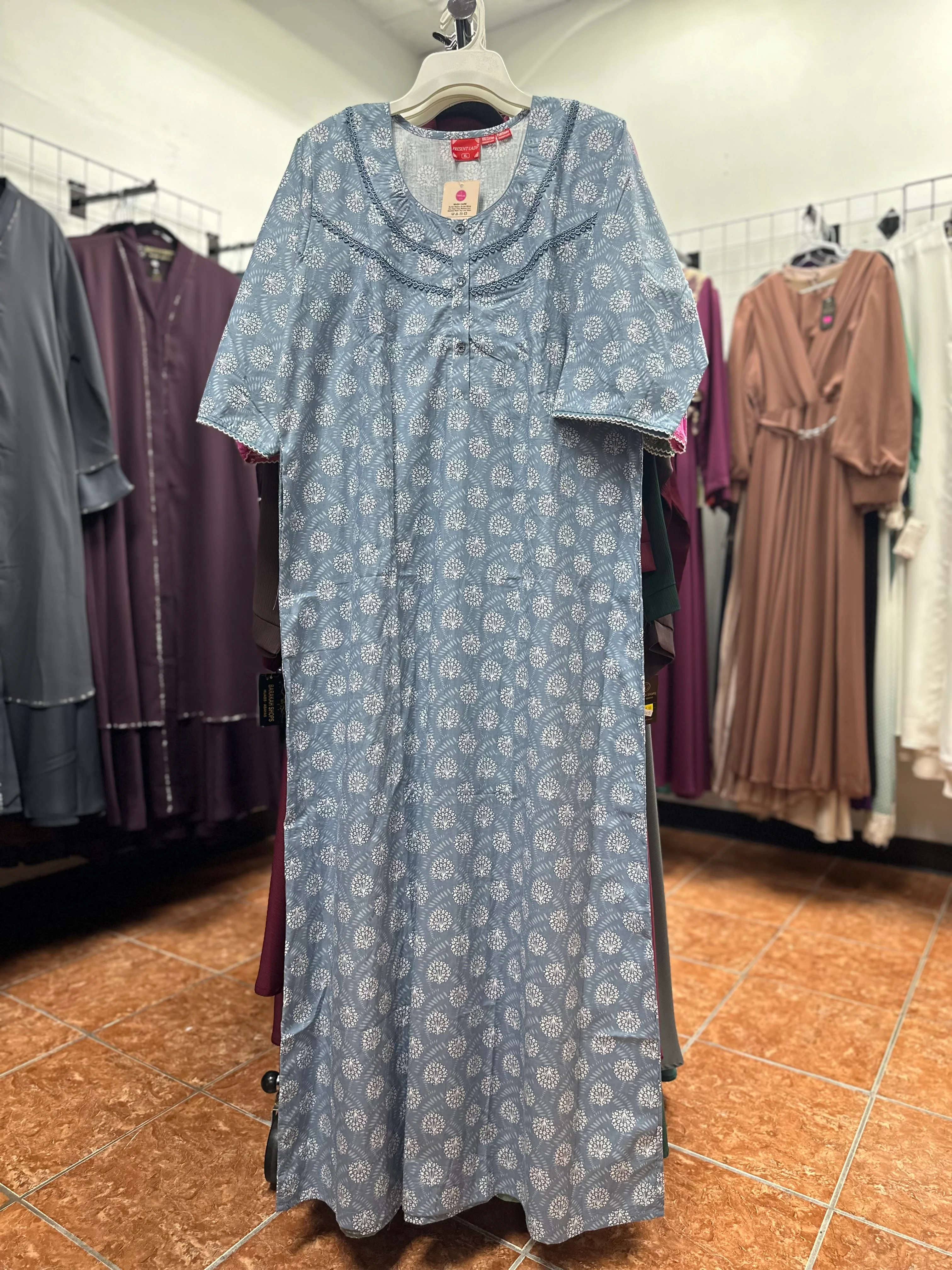 3/4 Sleeve Cotton Maxi Nightgown - Image 3