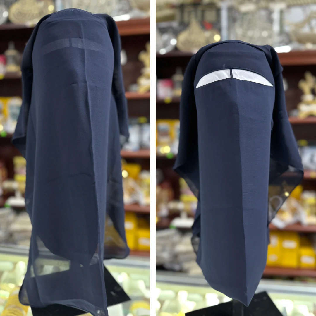 3 Layer Niqab - Navy Blue
