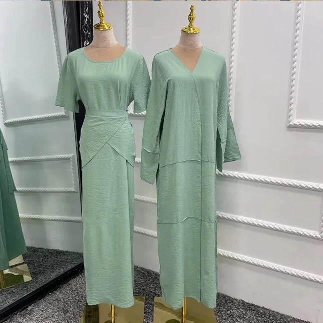 3 pc Crinkle Abaya Set - Image 2