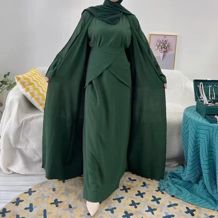 3 pc Crinkle Abaya Set - Image 3