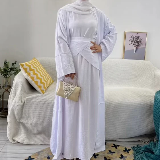 3 pc Crinkle Abaya Set - Image 5
