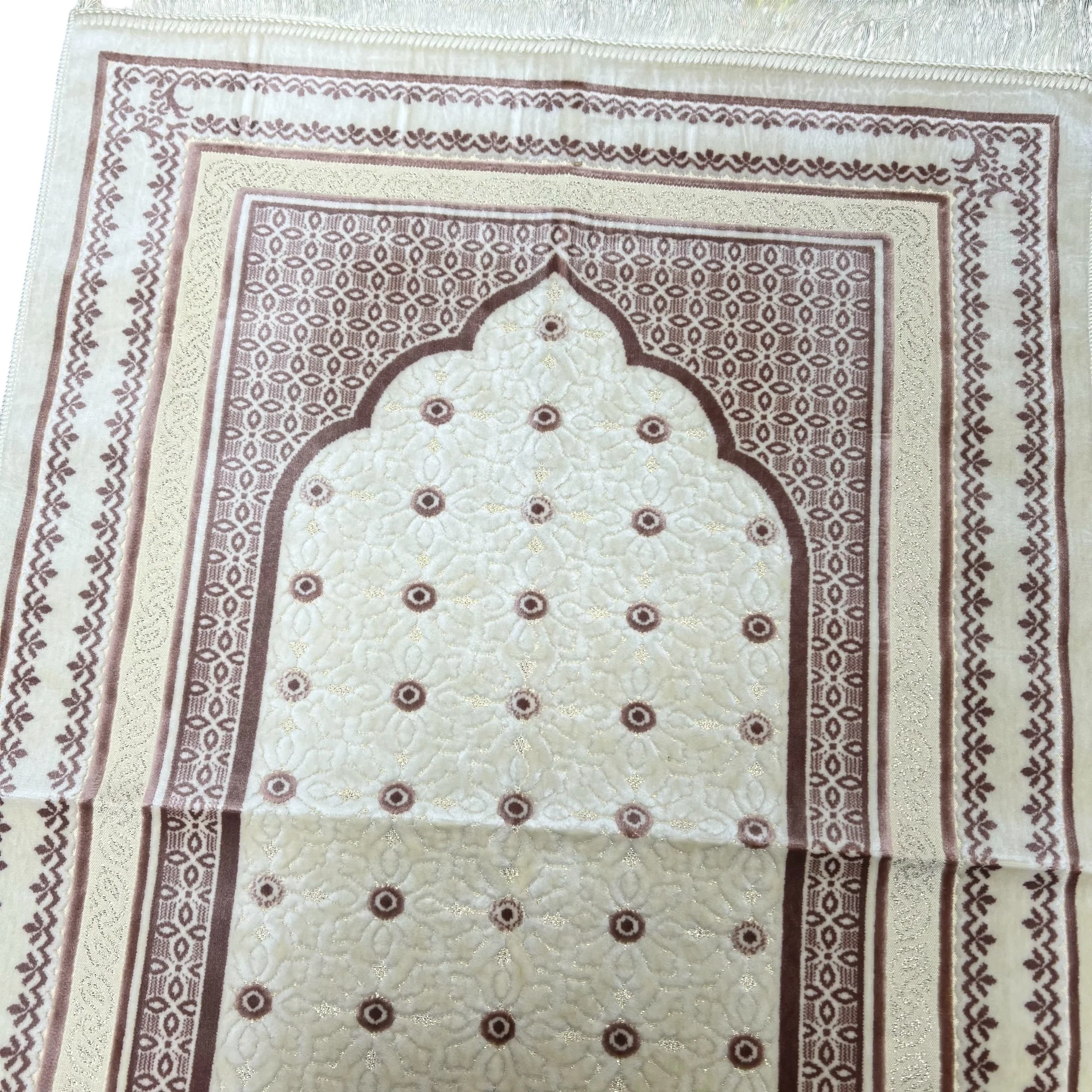 Luxury Pink Islamic Prayer Rug | Soft Velvet Janamaz - Image 2