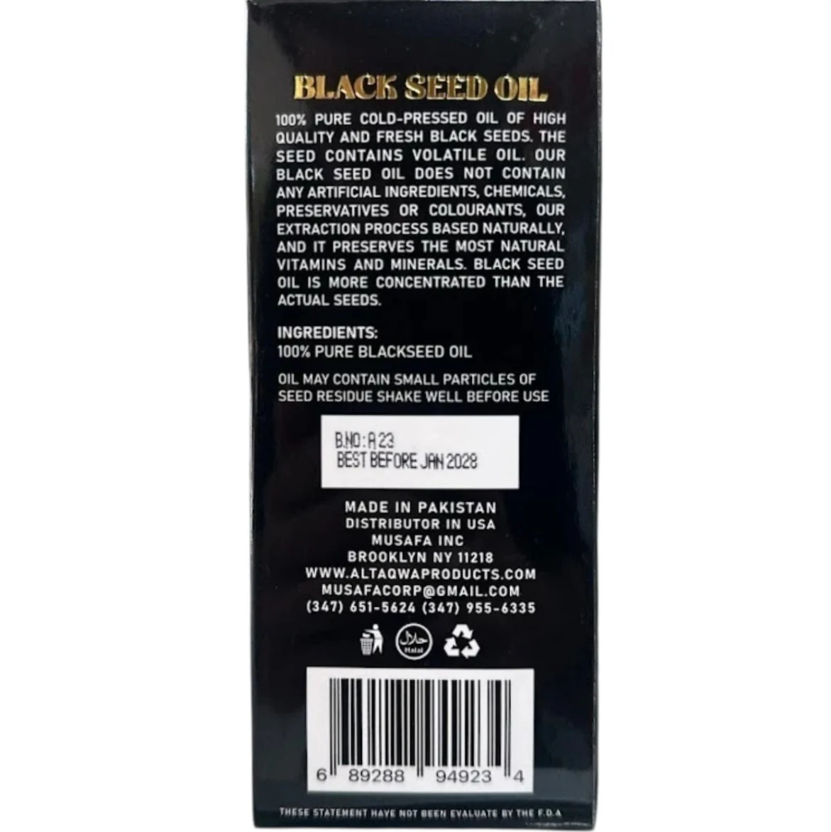 Cold Pressed Black Seed Oil 100% Pure Natural Nigella Sativa 125mL (4.22fl oz) - Image 2
