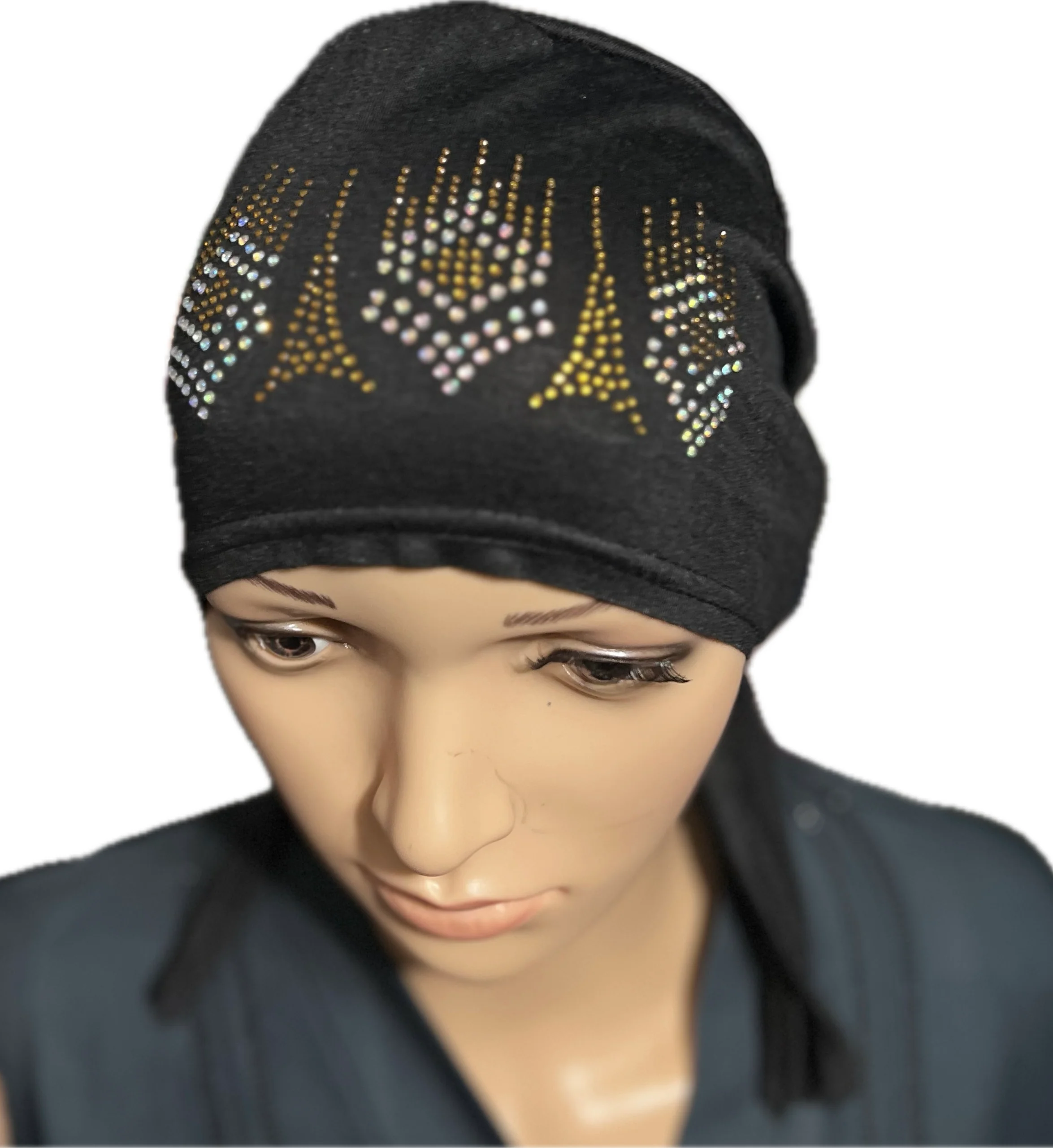 Cotton Blend Cap - Black Rhinestone - Image 2