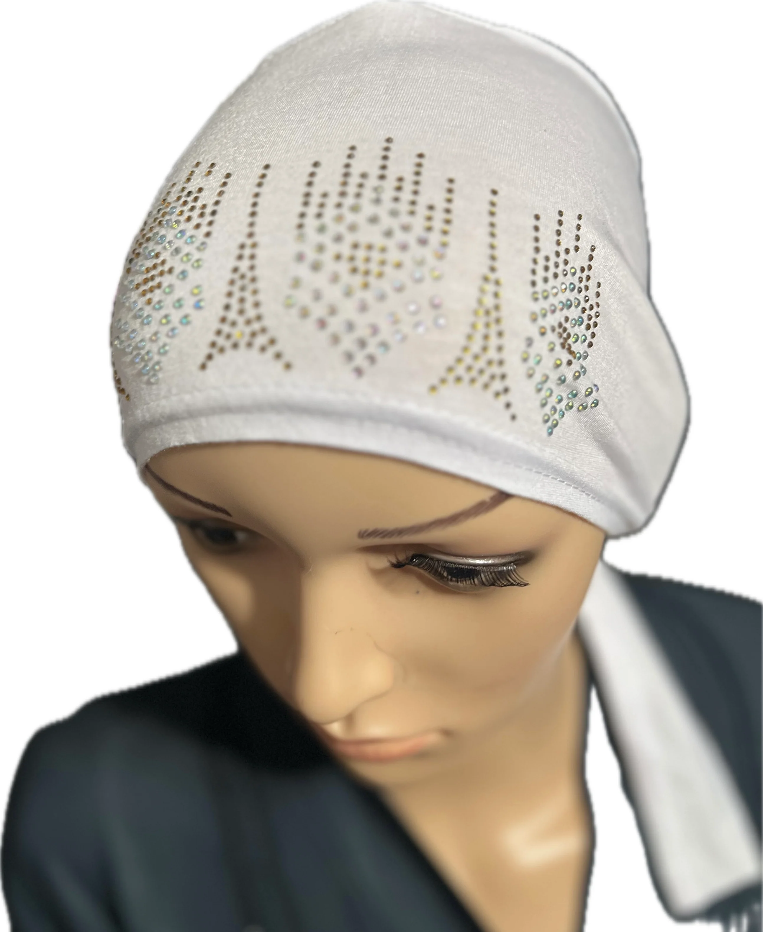 Cotton Blend Cap - White Rhinestone - Image 2