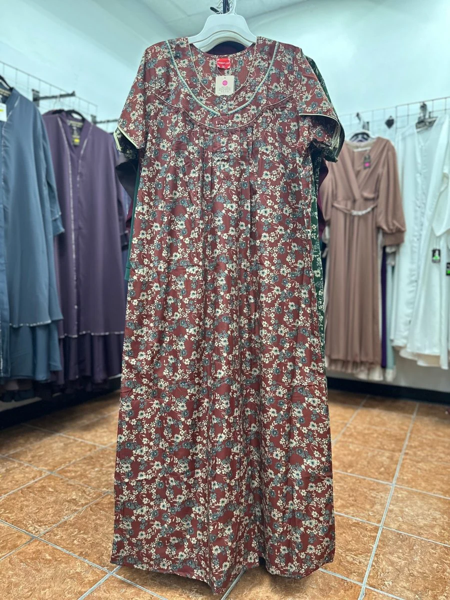 Cotton Blend Short Sleeve Maxi Nightgown - Image 2