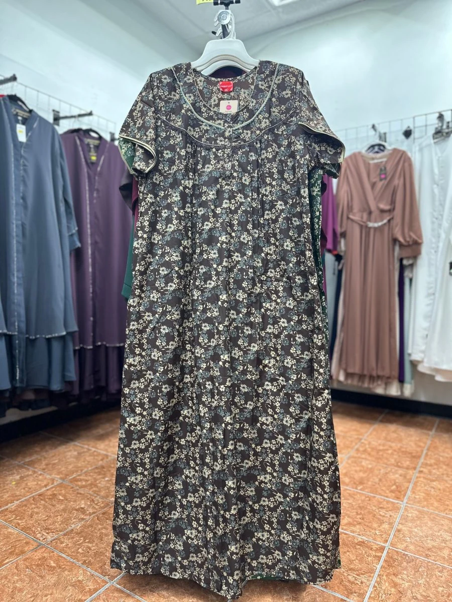 Cotton Blend Short Sleeve Maxi Nightgown - Image 3