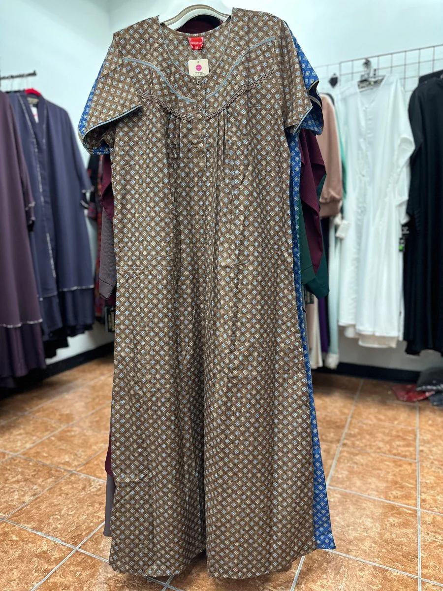 Cotton Blend Short Sleeve Maxi Nightgown - Image 3