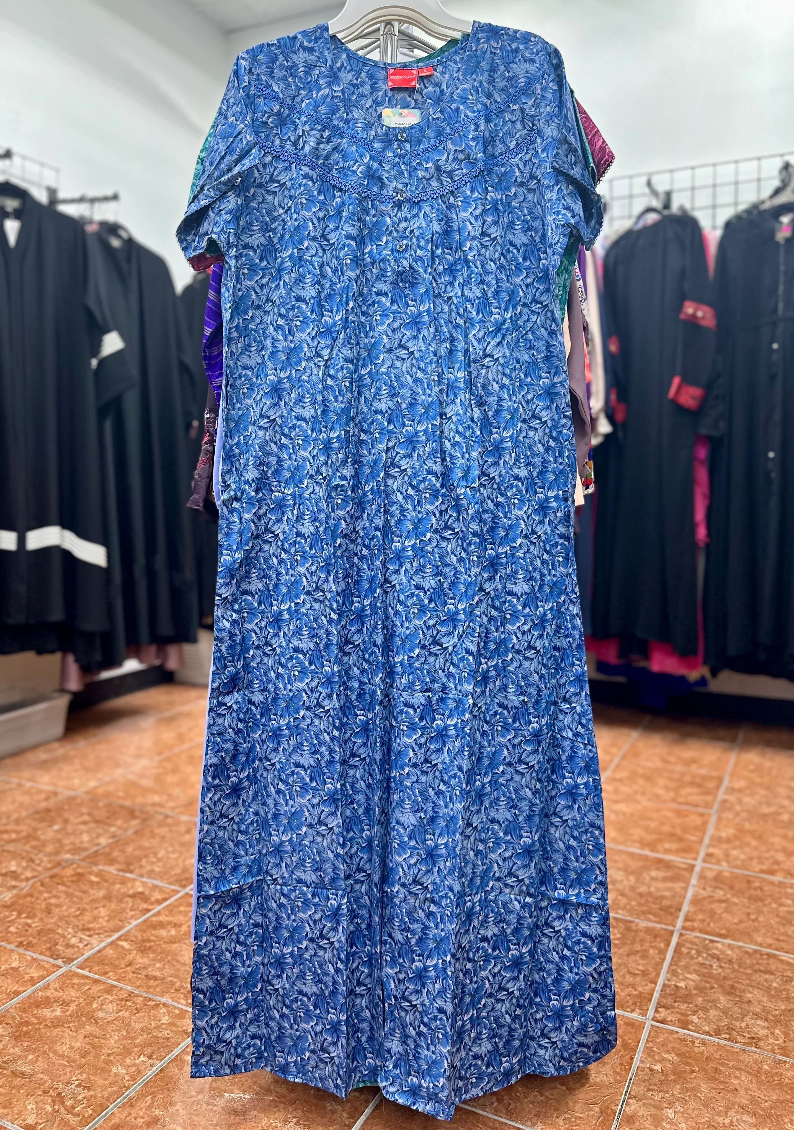 Cotton Blend Short Sleeve Maxi Nightgown - Image 2