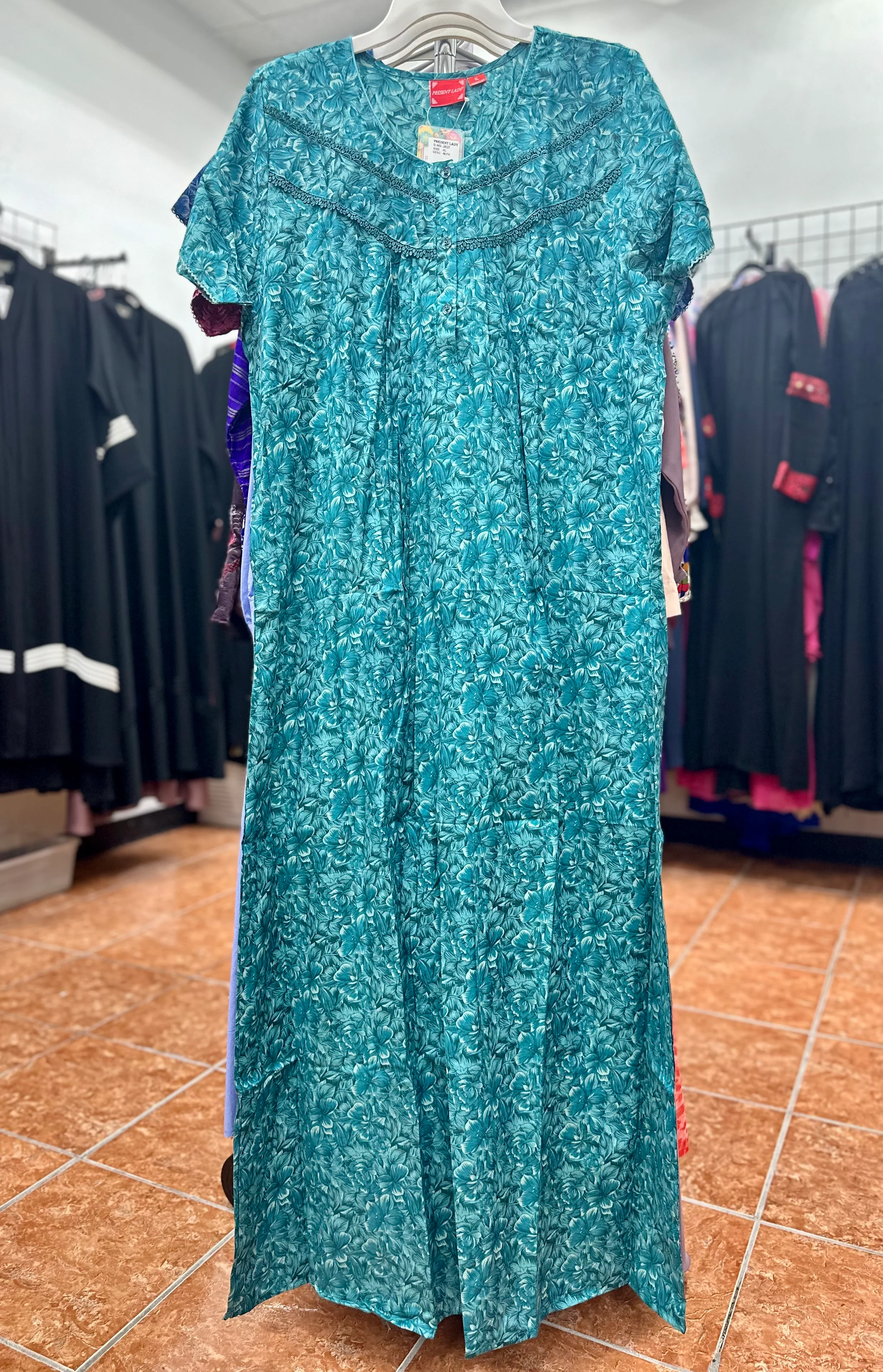 Cotton Blend Short Sleeve Maxi Nightgown - Image 3