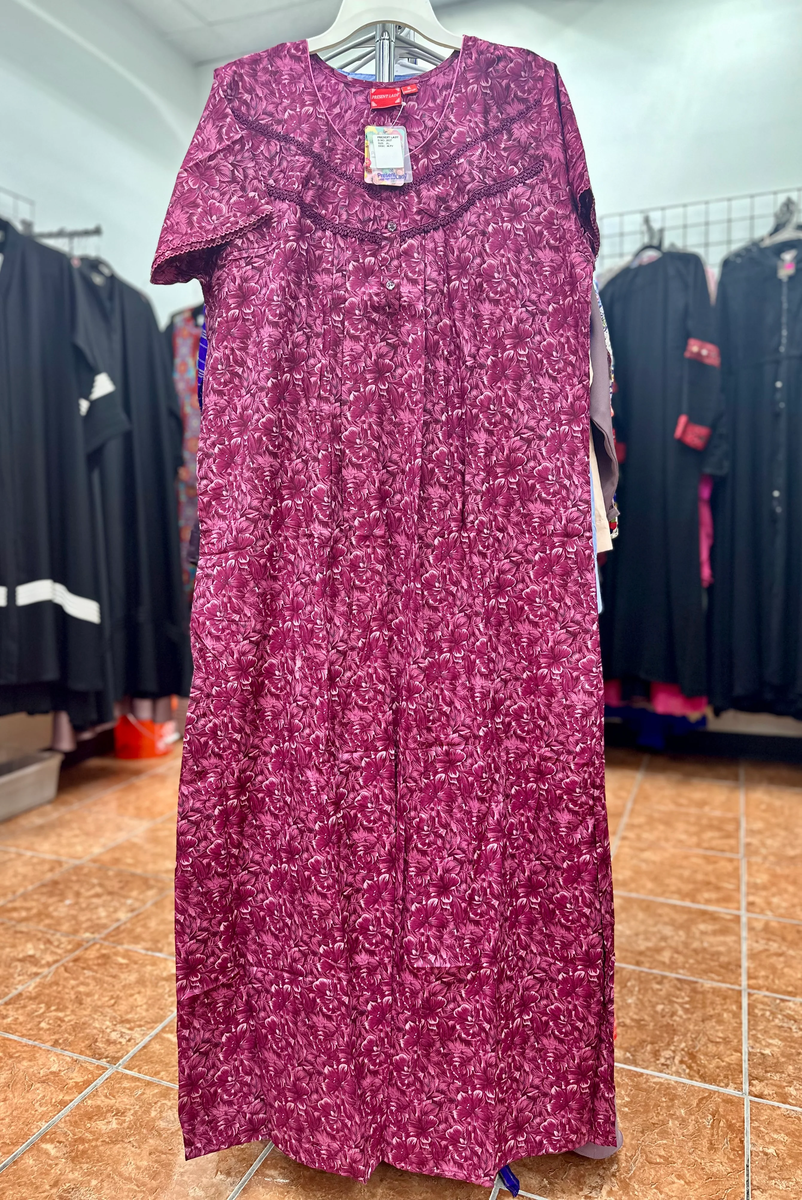 Cotton Blend Short Sleeve Maxi Nightgown - Image 4