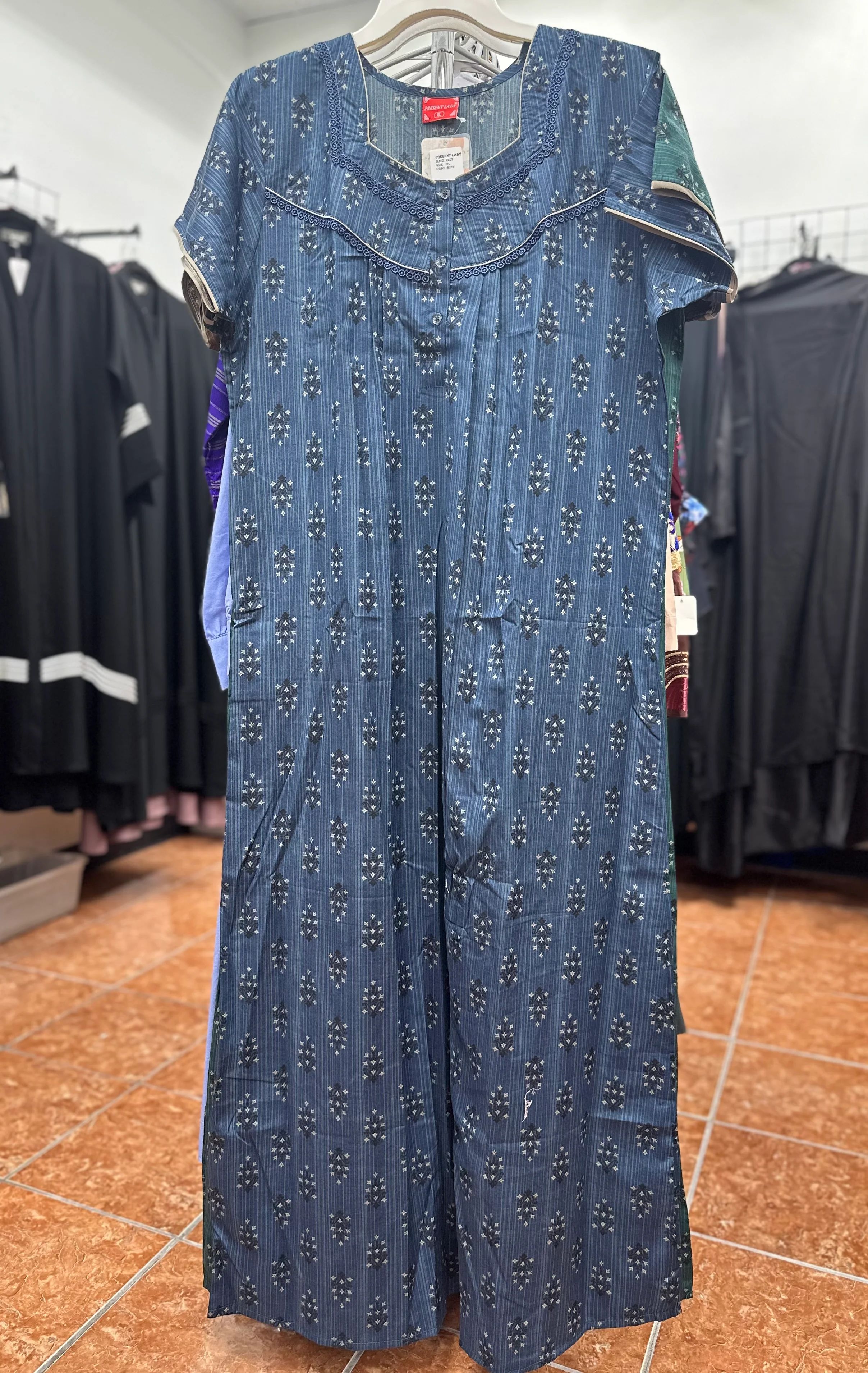 Cotton Blend Short Sleeve Maxi Nightgown - Image 3