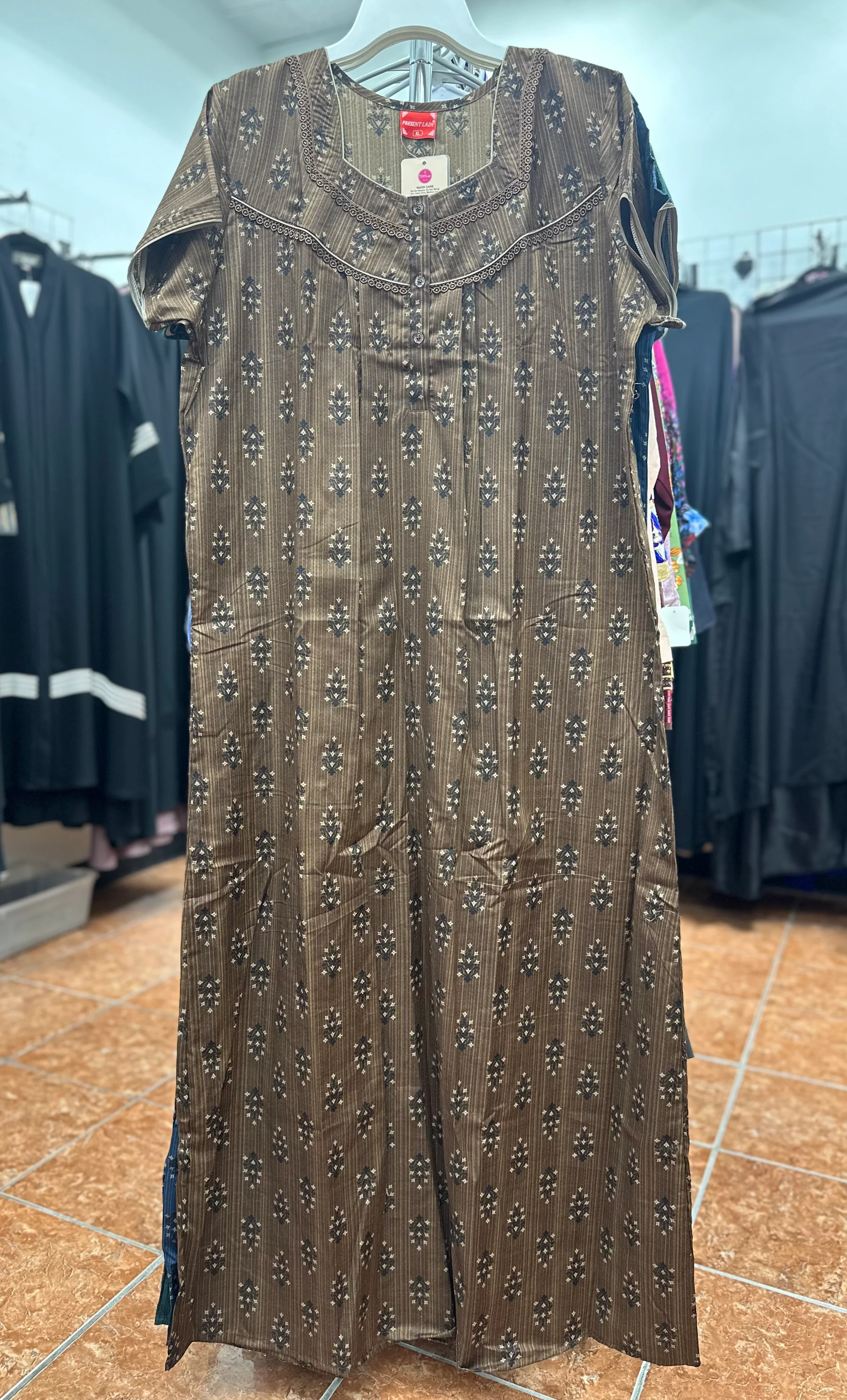 Cotton Blend Short Sleeve Maxi Nightgown - Image 4