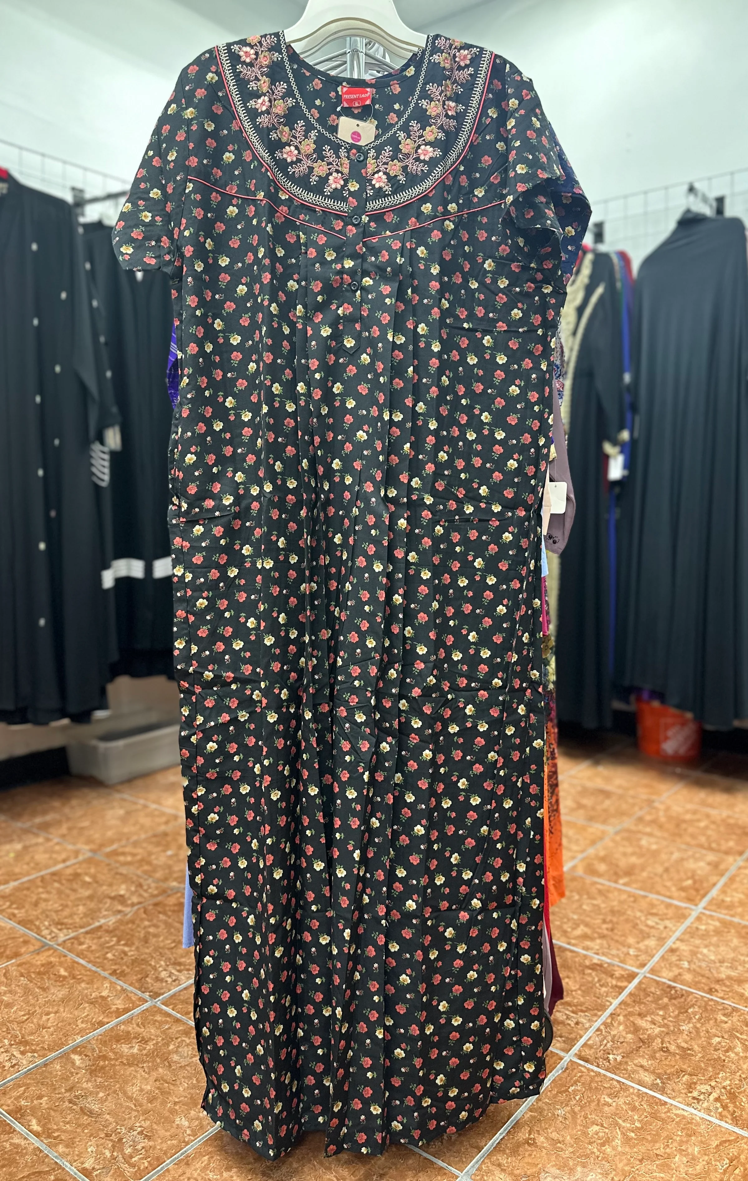 Cotton Blend Short Sleeve Maxi Nightgown - Image 2