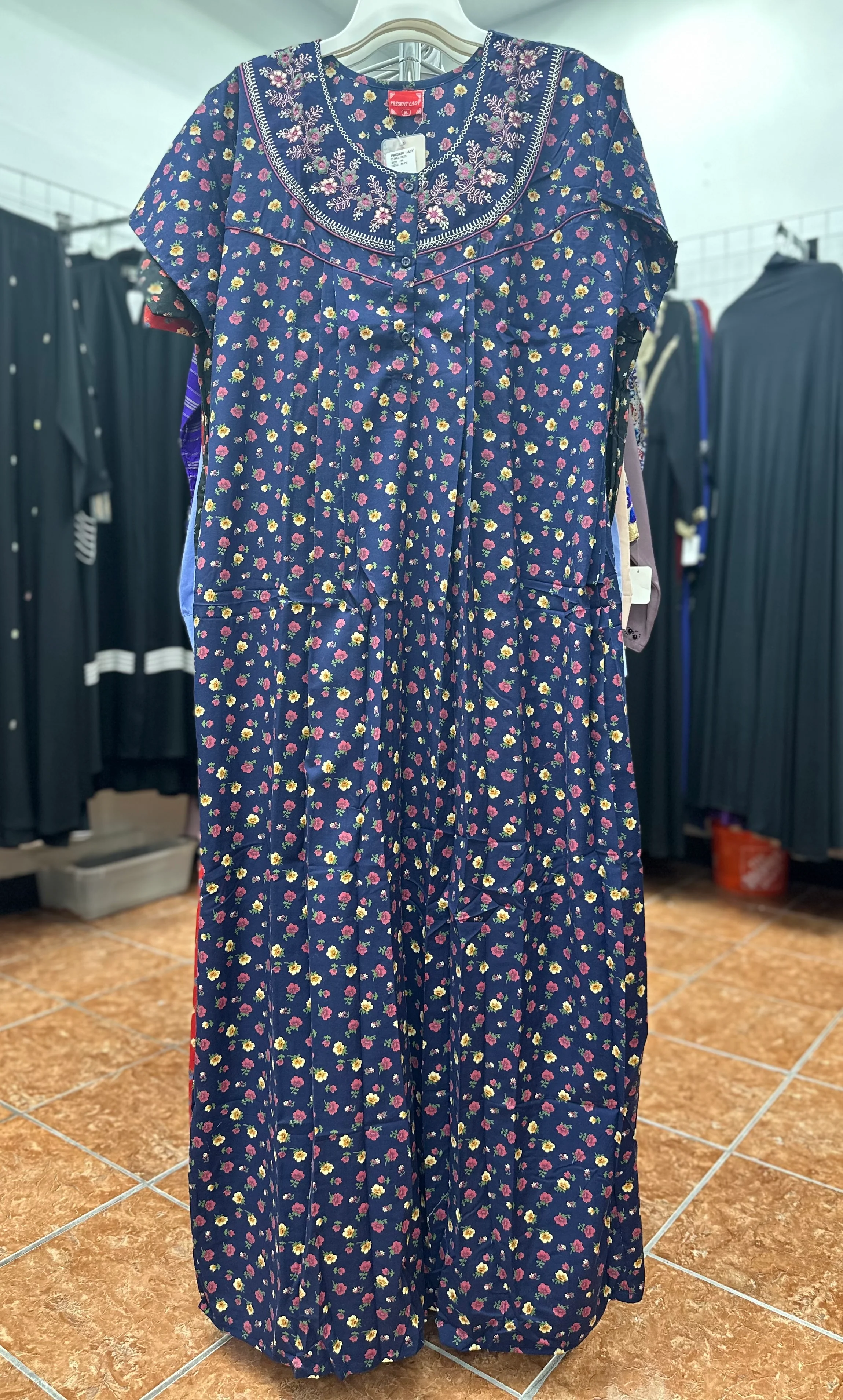 Cotton Blend Short Sleeve Maxi Nightgown - Image 3