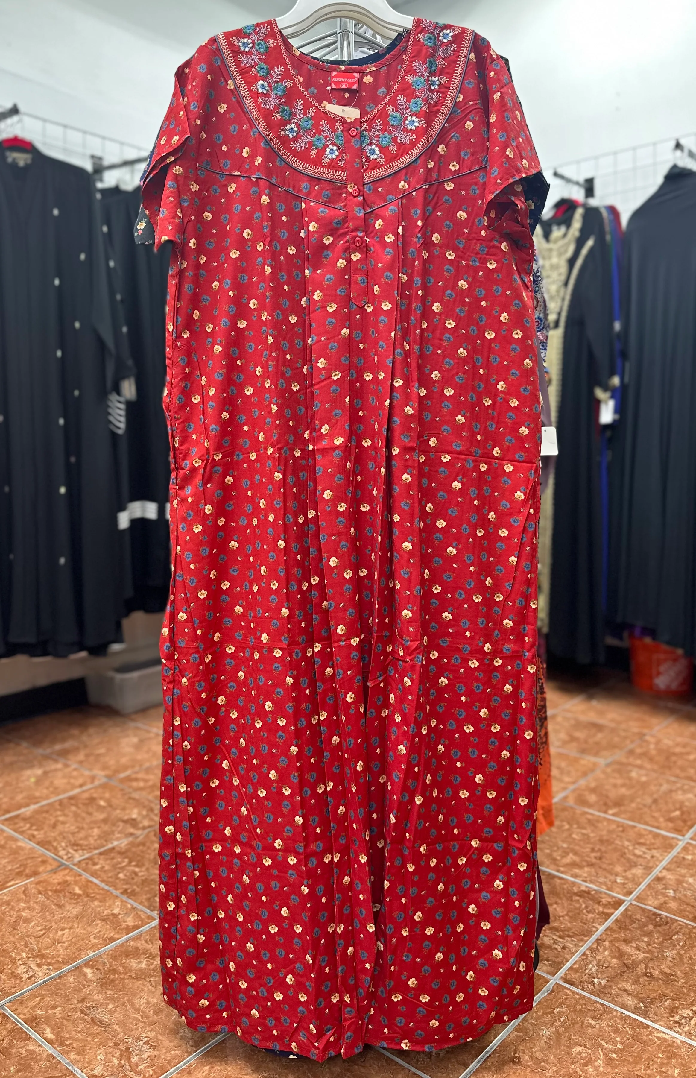 Cotton Blend Short Sleeve Maxi Nightgown - Image 4
