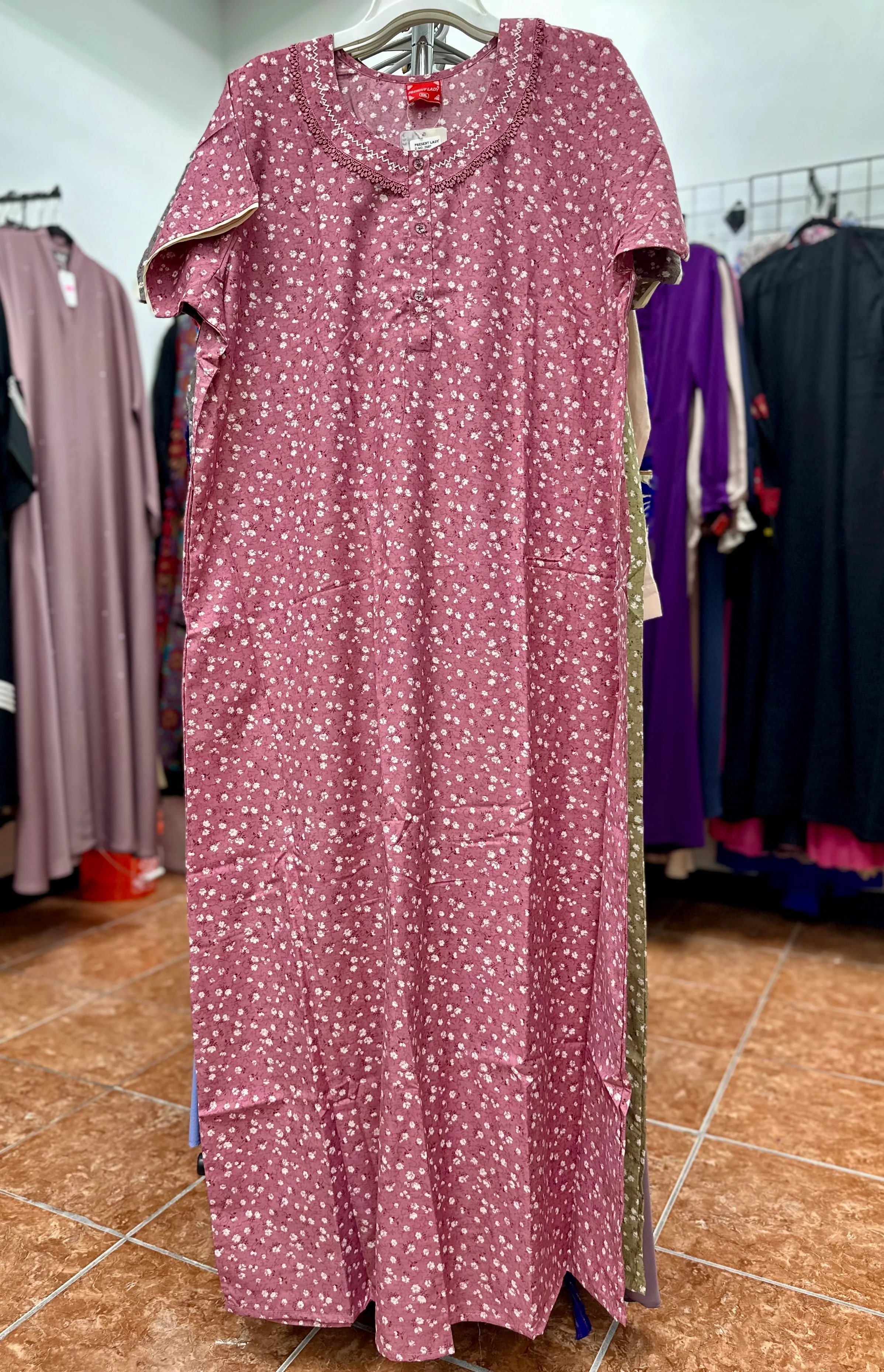 Cotton Blend Short Sleeve Maxi Nightgown - Image 4