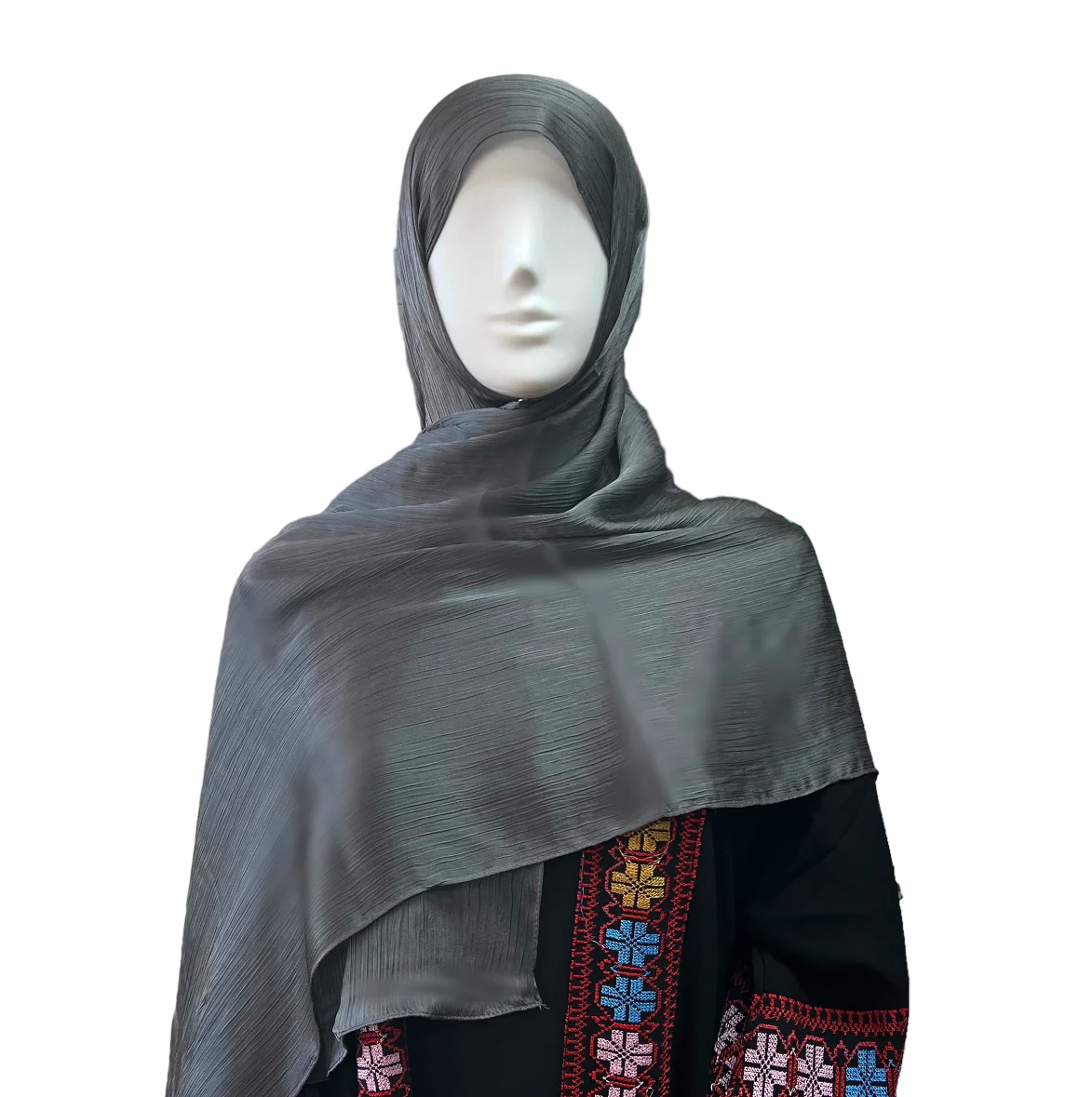 Crinkle Silk Hijab - Dark Gray