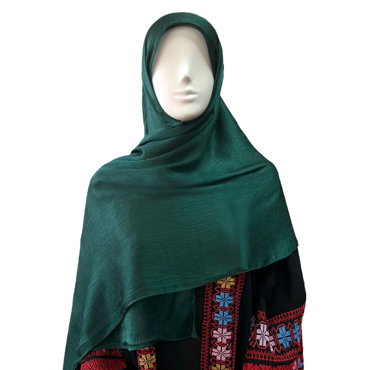 Crinkle Silk Hijab - Emerald Green