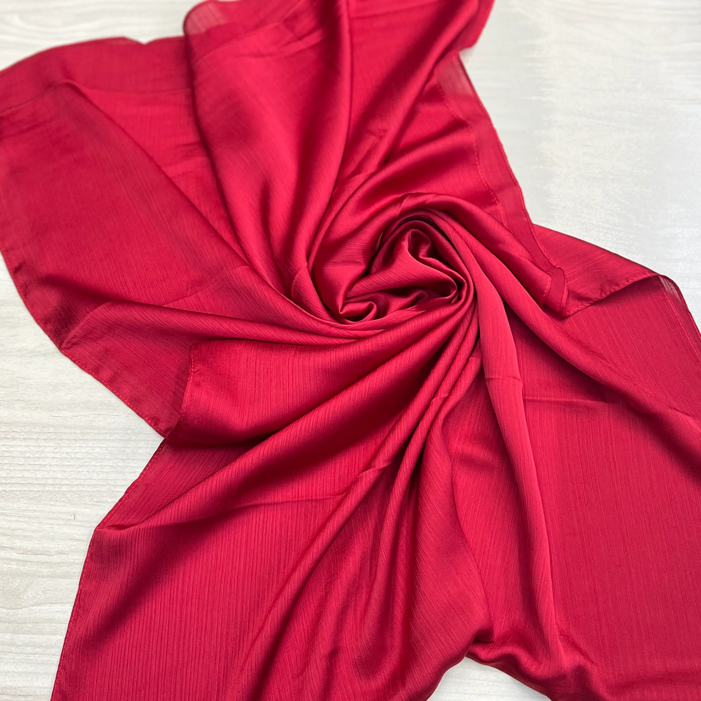 Crinkle Silk Hijab - Maroon