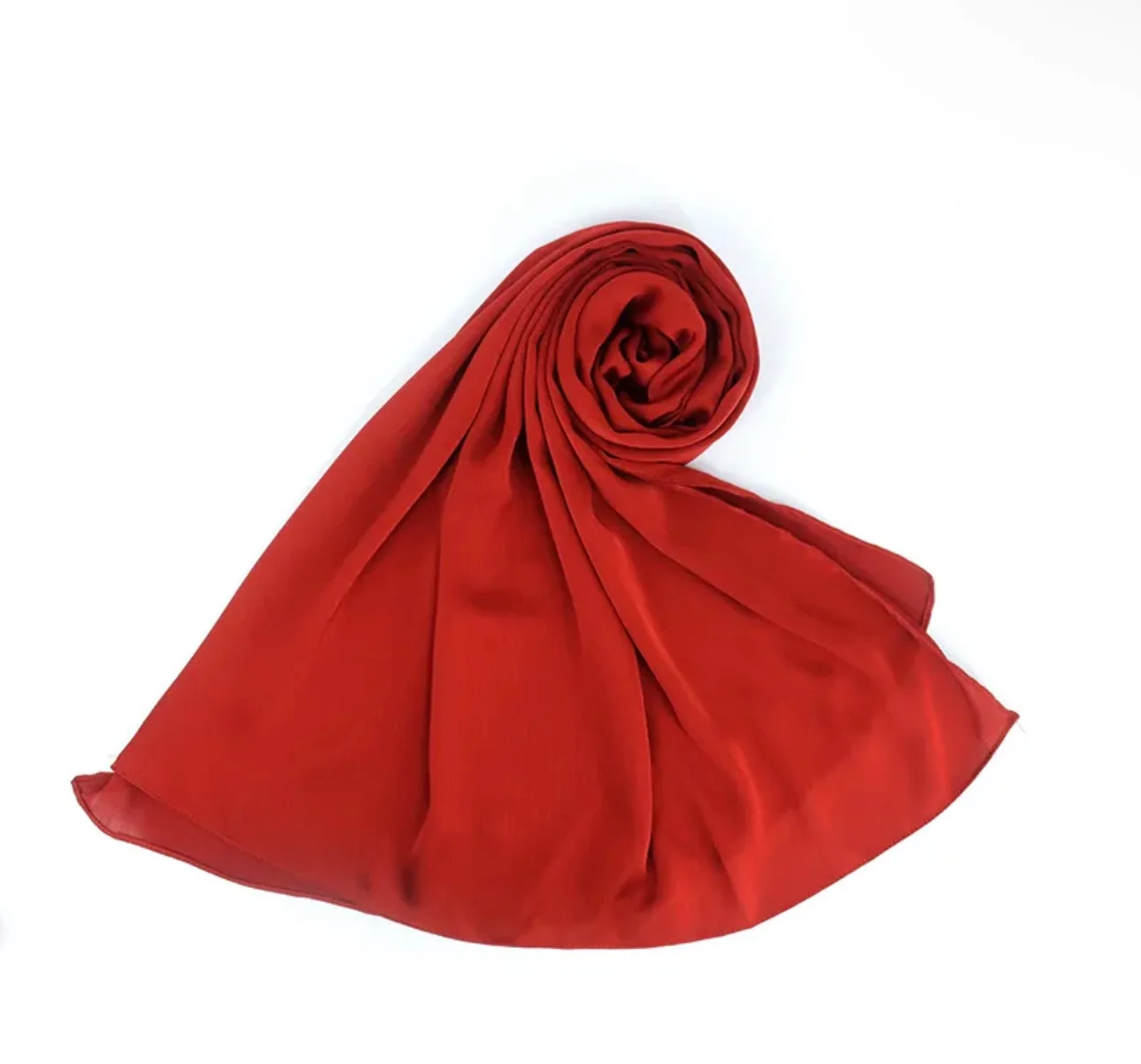 Crinkle Silk Hijab - Red - Image 2