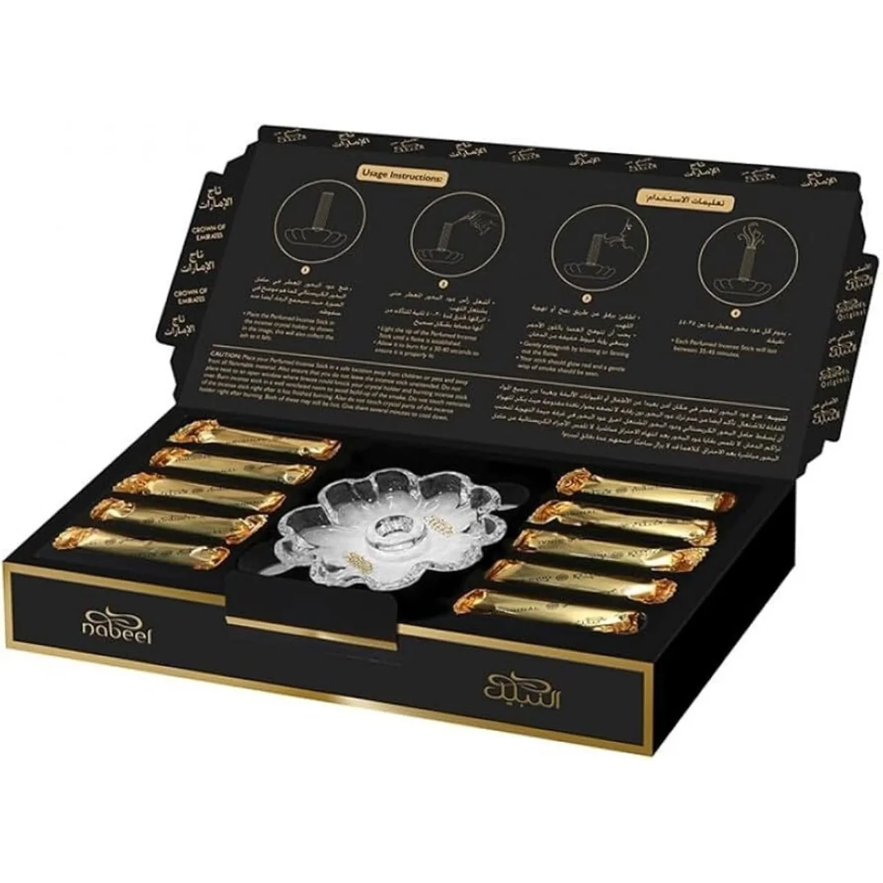 Crown of Emirates Nabeel Perfumed Incense Stick 10 Piece Bakhour Oud Gift Set - Image 3