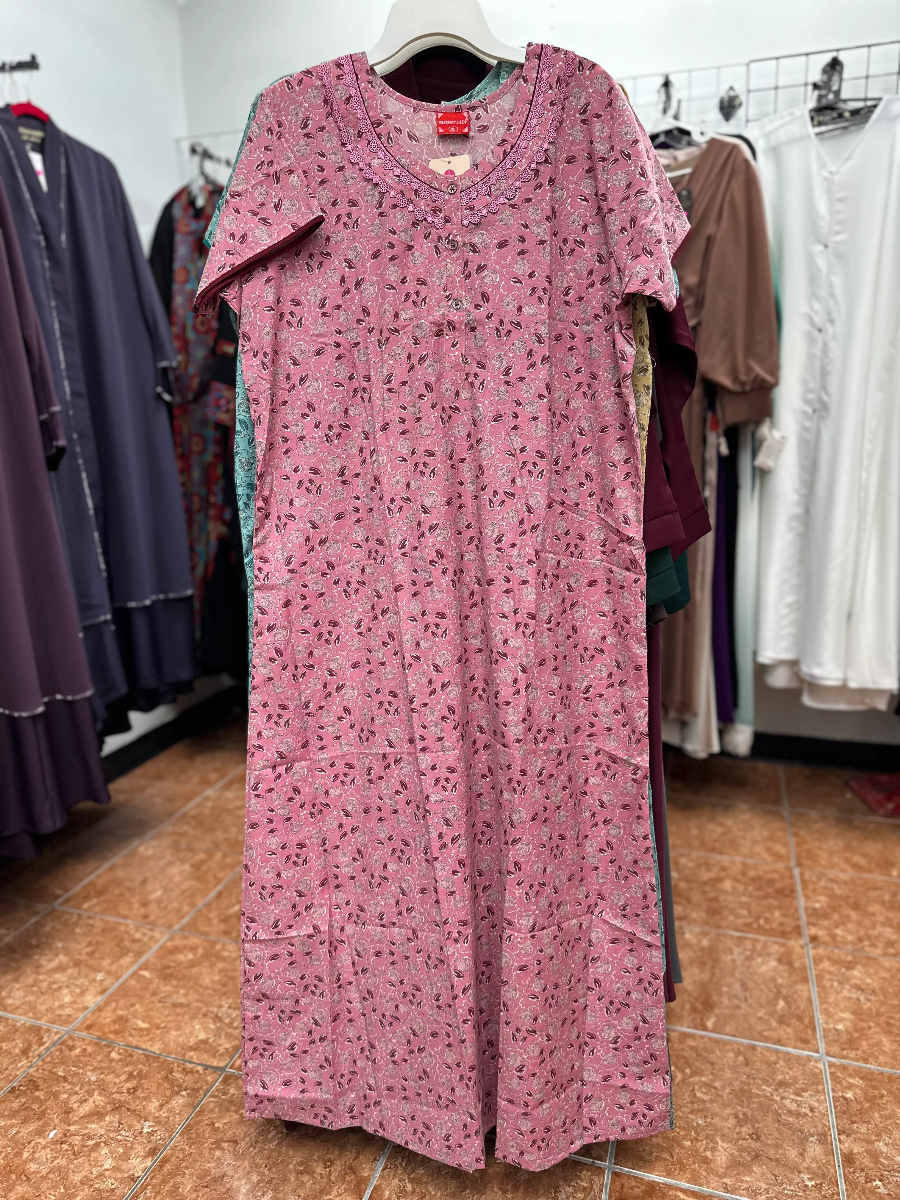Cotton Blend Short Sleeve Maxi Nightgown - Image 2