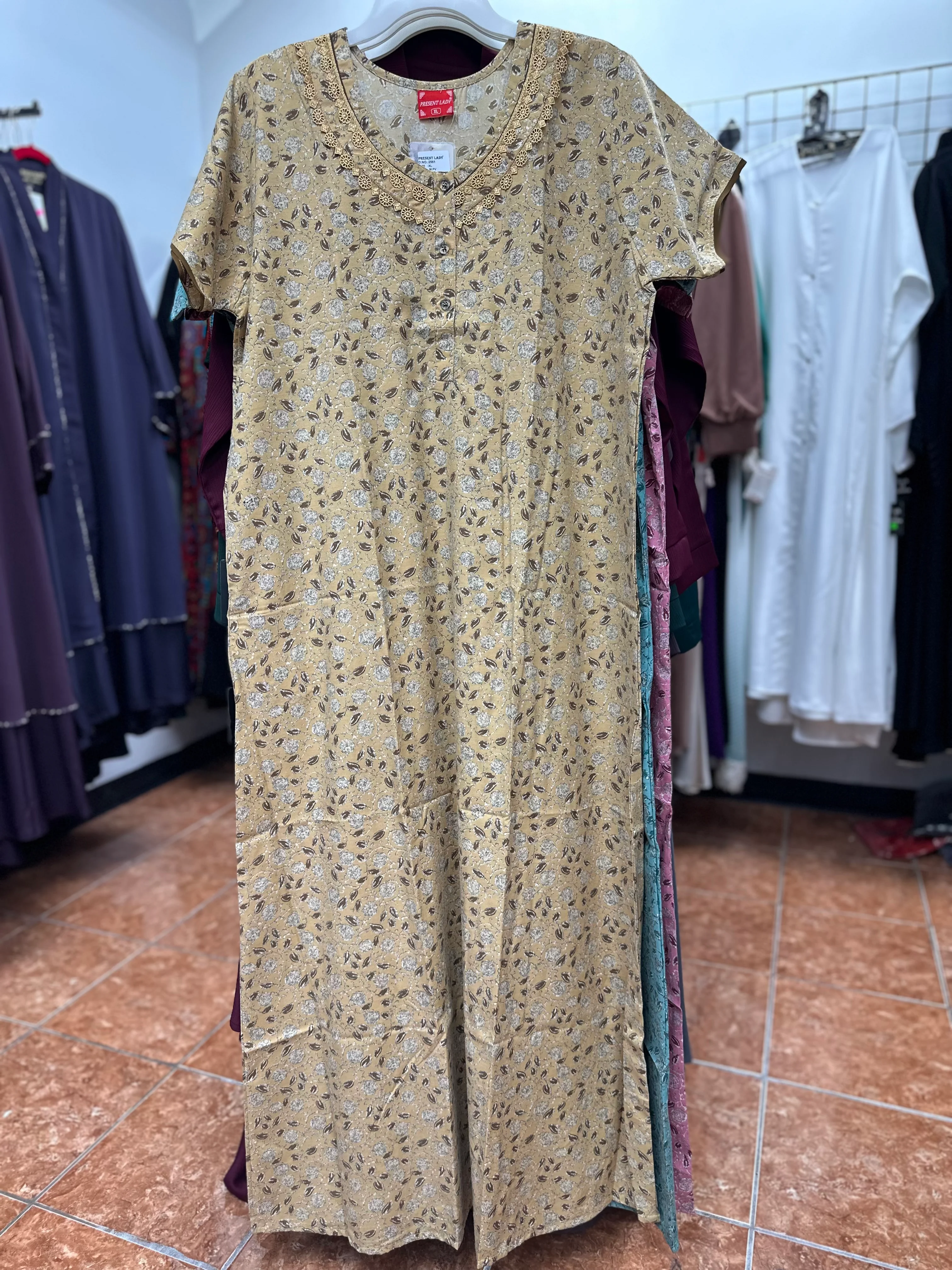 Cotton Blend Short Sleeve Maxi Nightgown - Image 3
