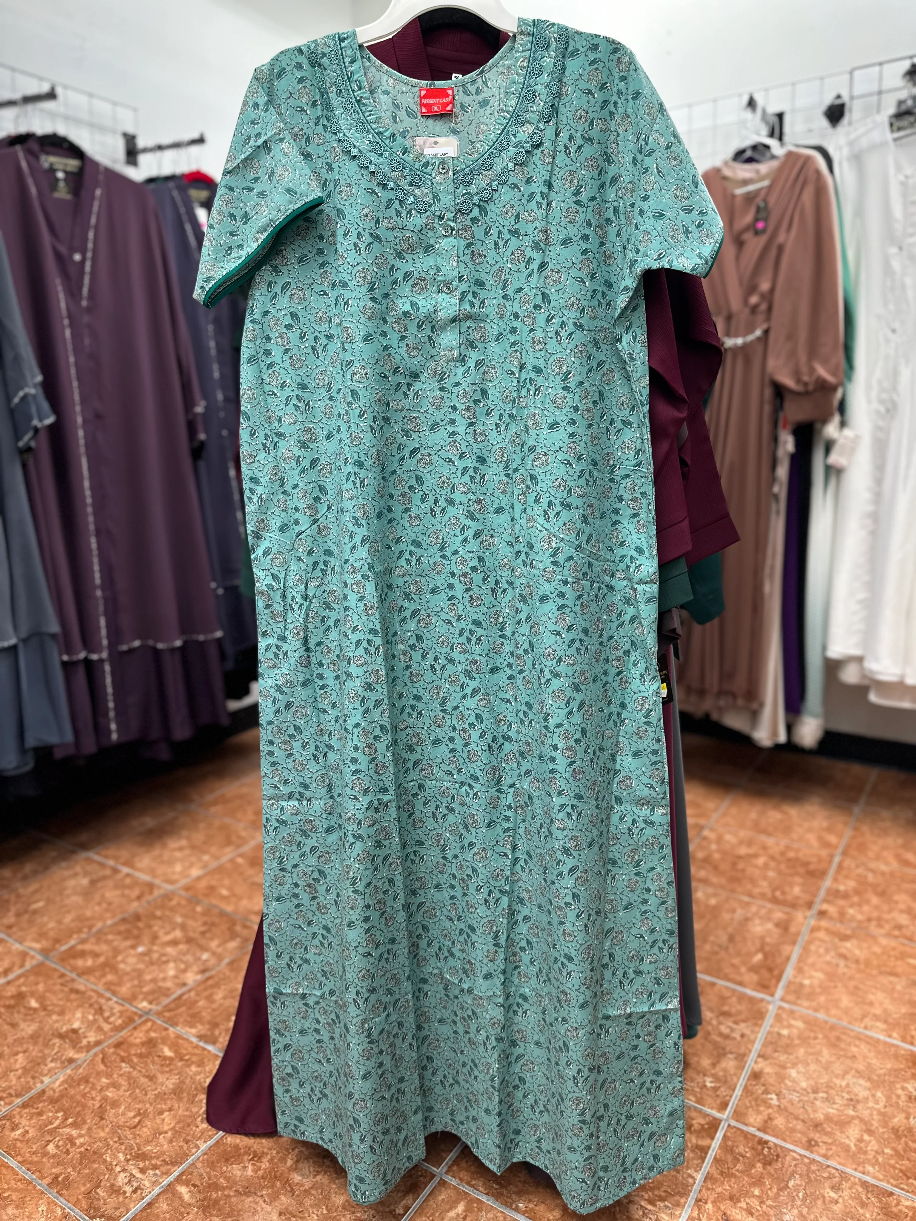 Cotton Blend Short Sleeve Maxi Nightgown - Image 4