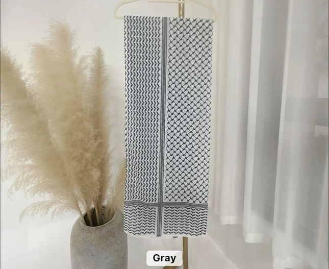 Chiffon Kuffiyeh Hijab - Gray - Image 2