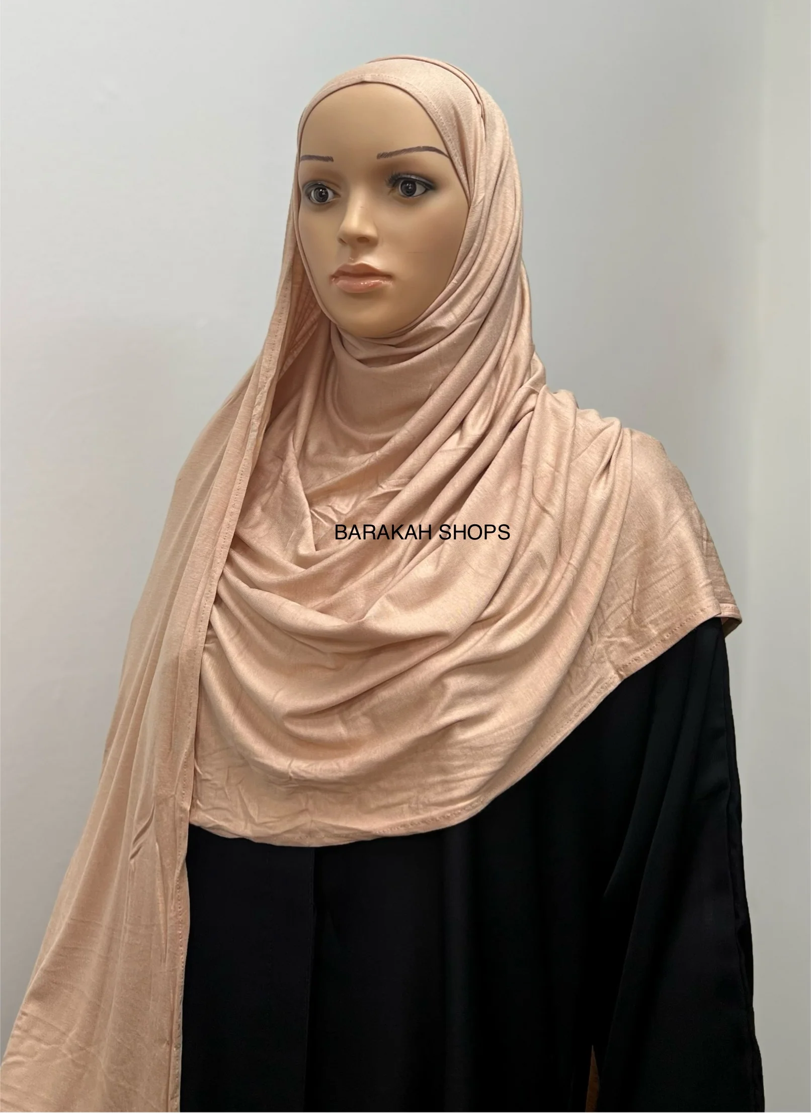 Large Instant Jersey Hijab - Beige - Image 2