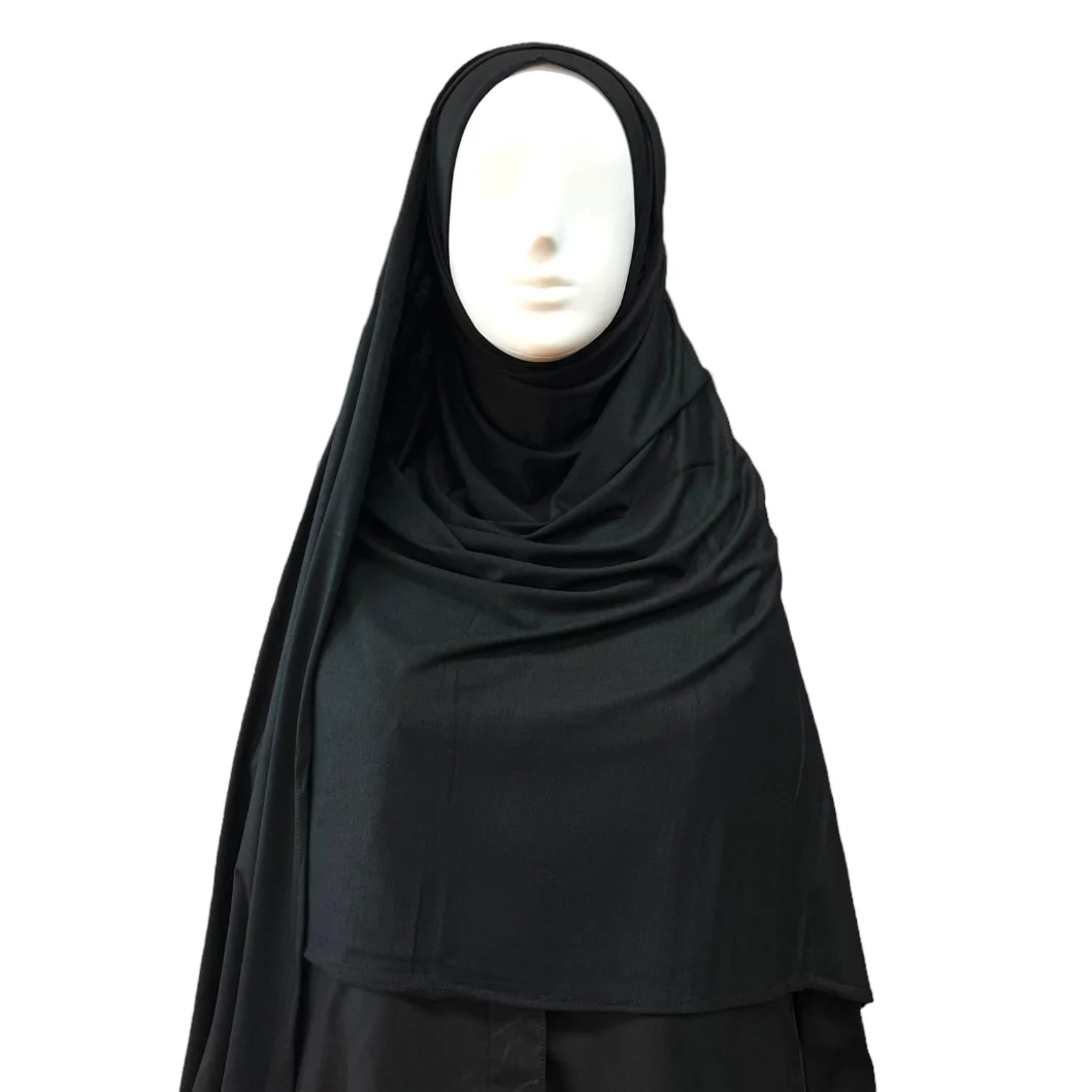 Large Instant Jersey Hijab - Black - Image 2