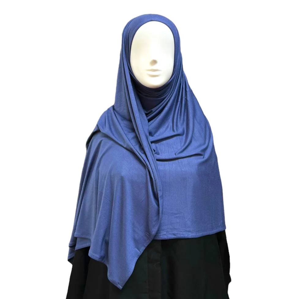 Large Instant Jersey Hijab - Denim - Image 2