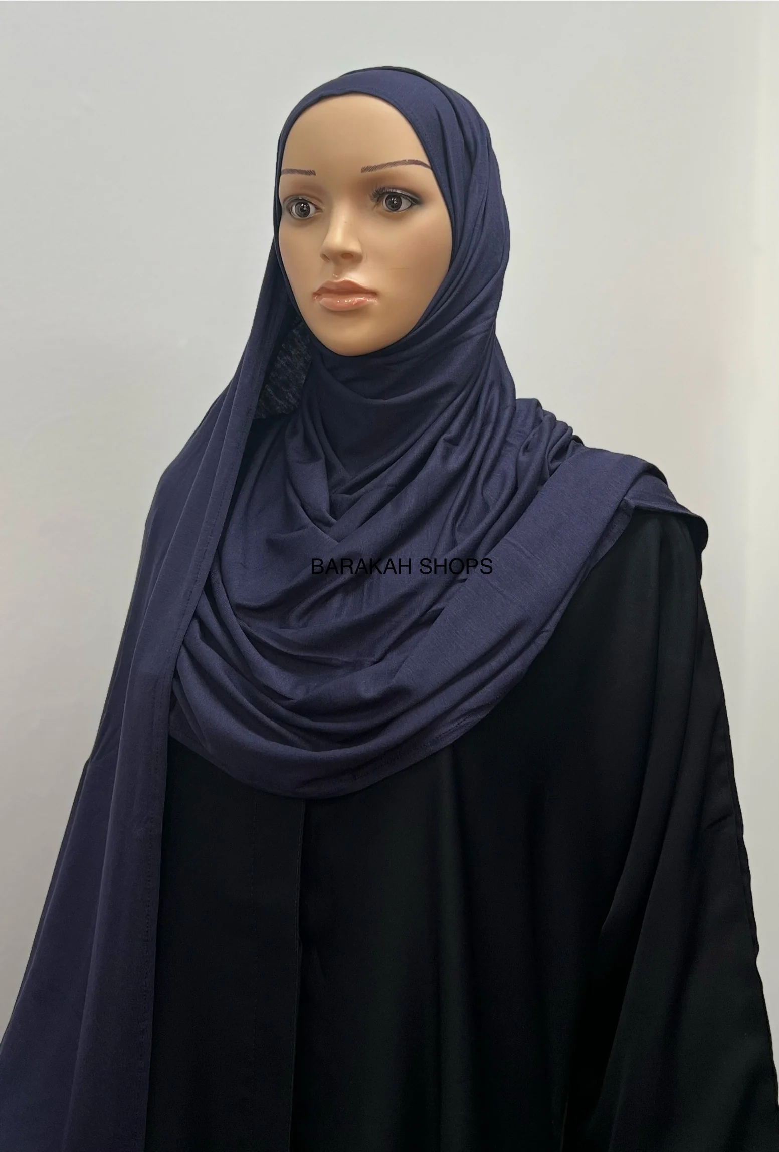 Large Instant Jersey Hijab - Navy Blue - Image 2