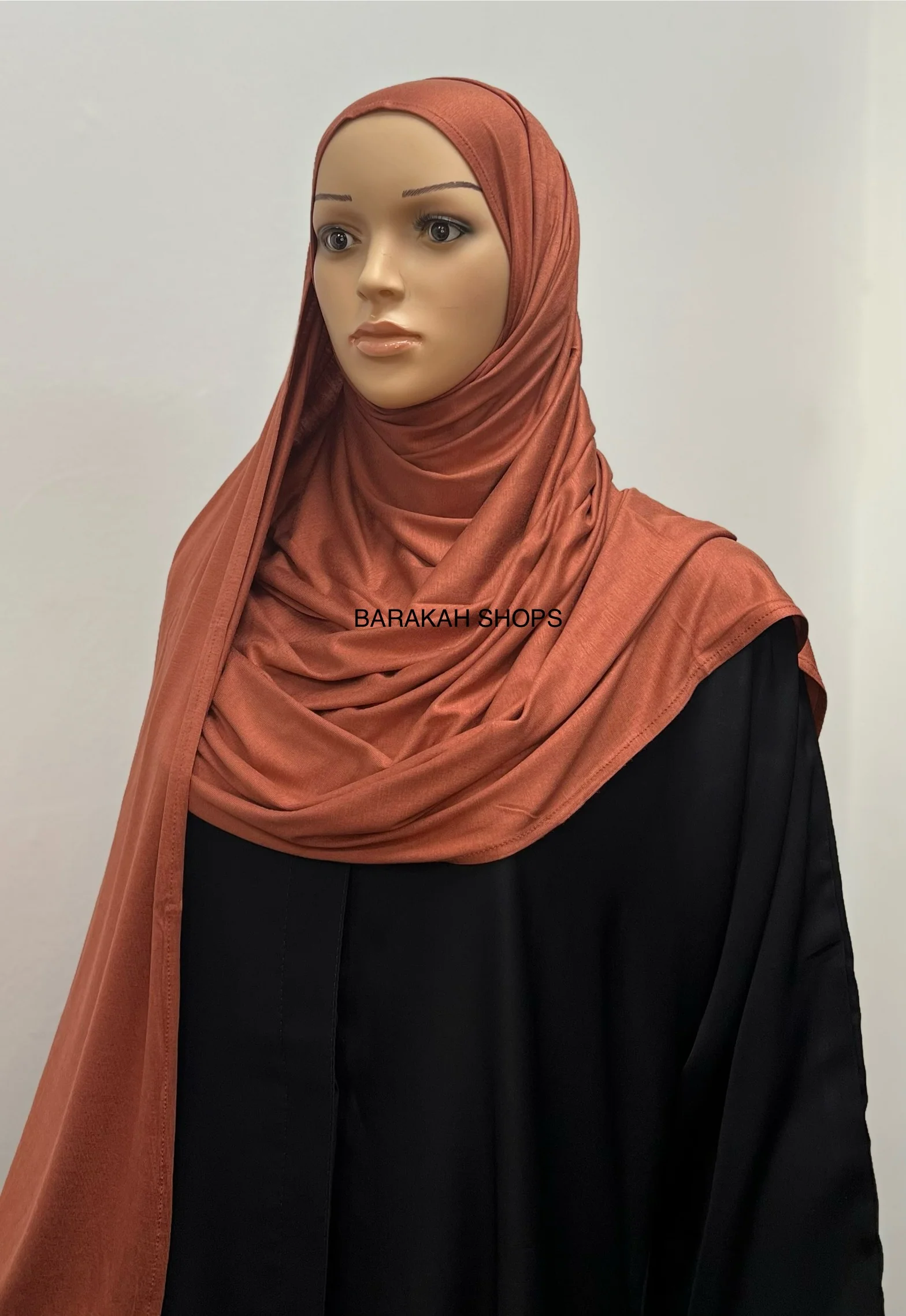 Large Instant Jersey Hijab - Orange - Image 2