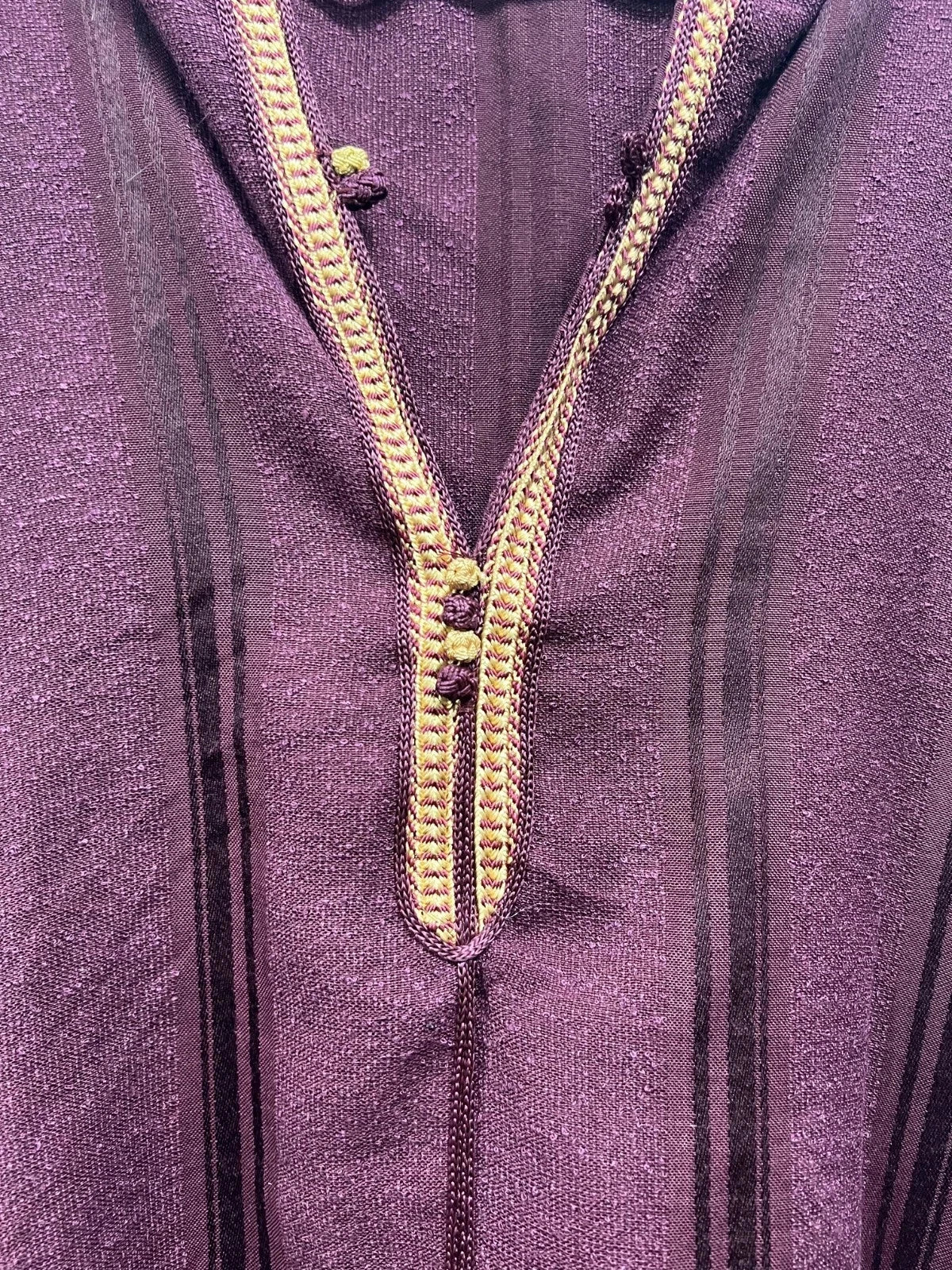 Men's Moroccan Striped Hoodie Thobe - Maroon - Image 2