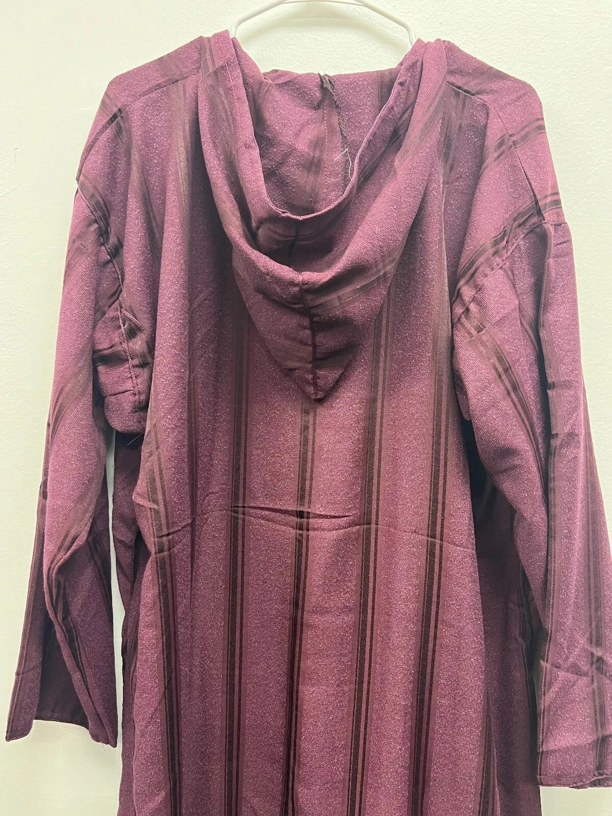 Men's Moroccan Striped Hoodie Thobe - Maroon - Image 4