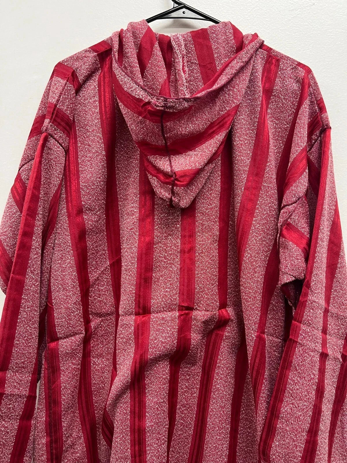 Men's Moroccan Striped Hoodie Thobe - Red - Image 4