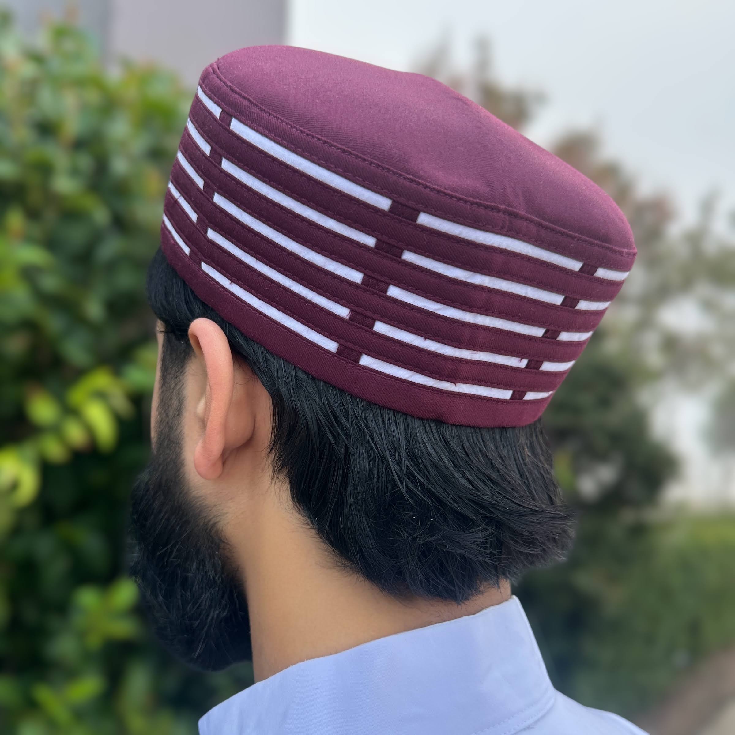 Men's Premium Kufi - Navy Blue Stripe Cap - Image 4