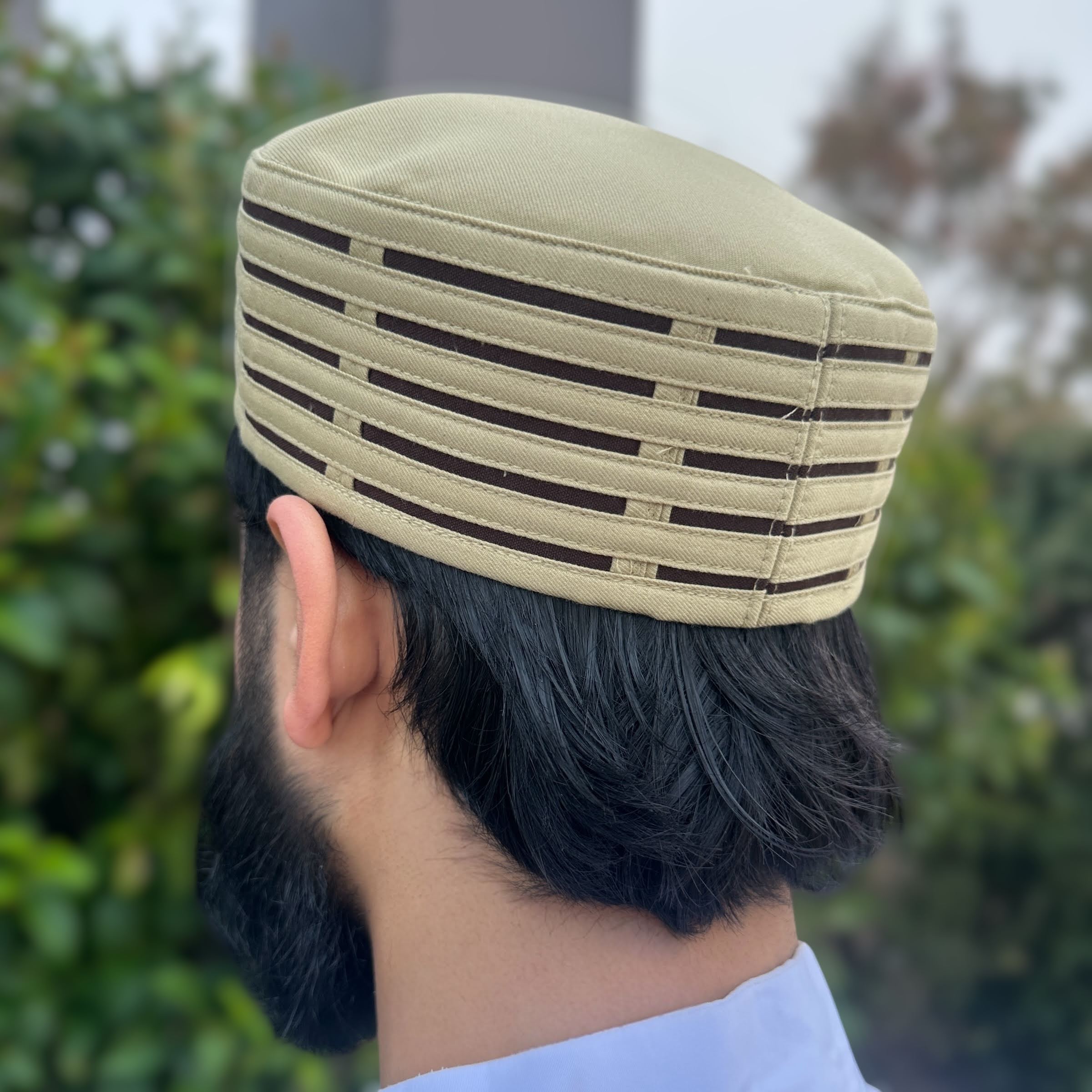 Men's Premium Kufi - Navy Blue Stripe Cap - Image 3