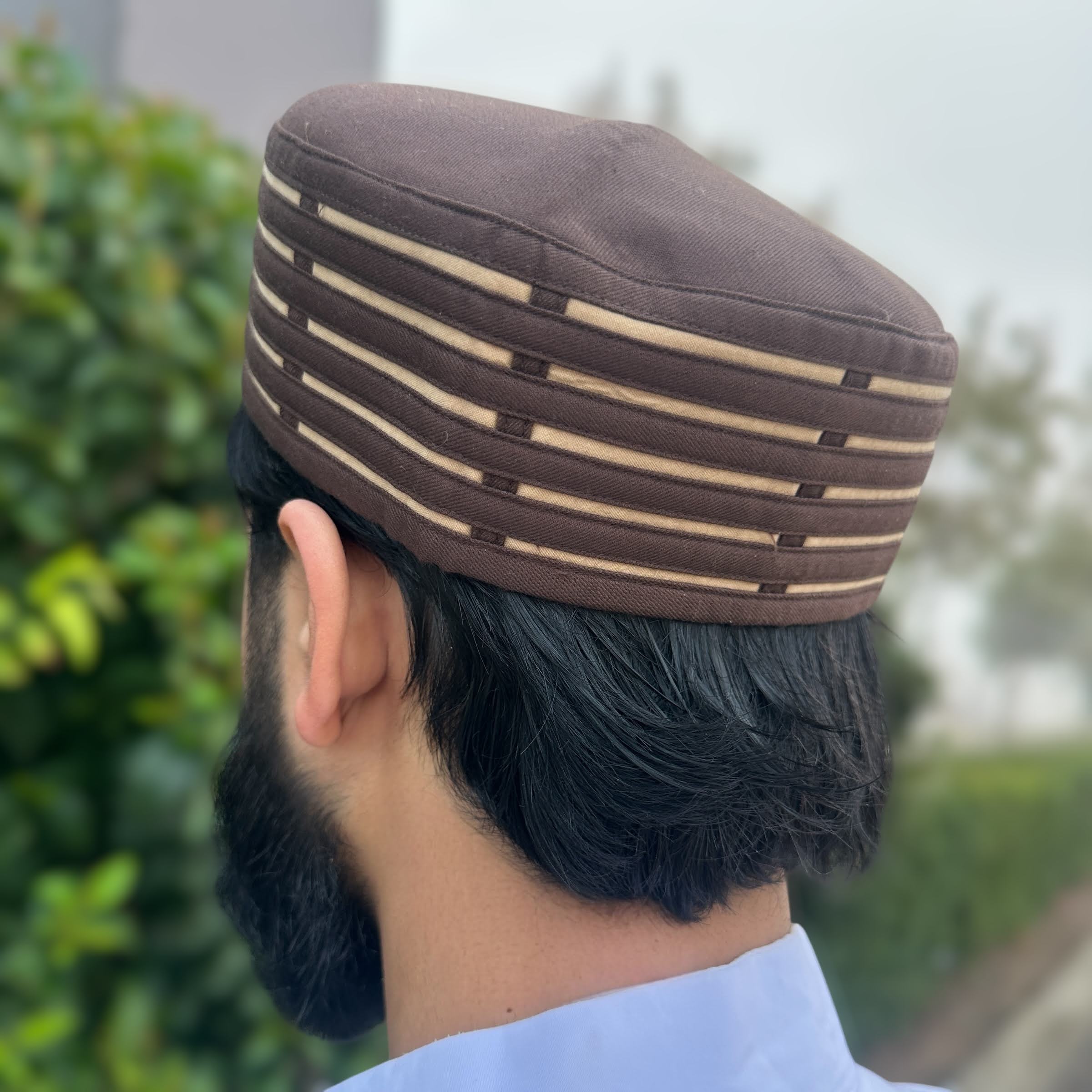 Men's Premium Kufi - Navy Blue Stripe Cap - Image 2