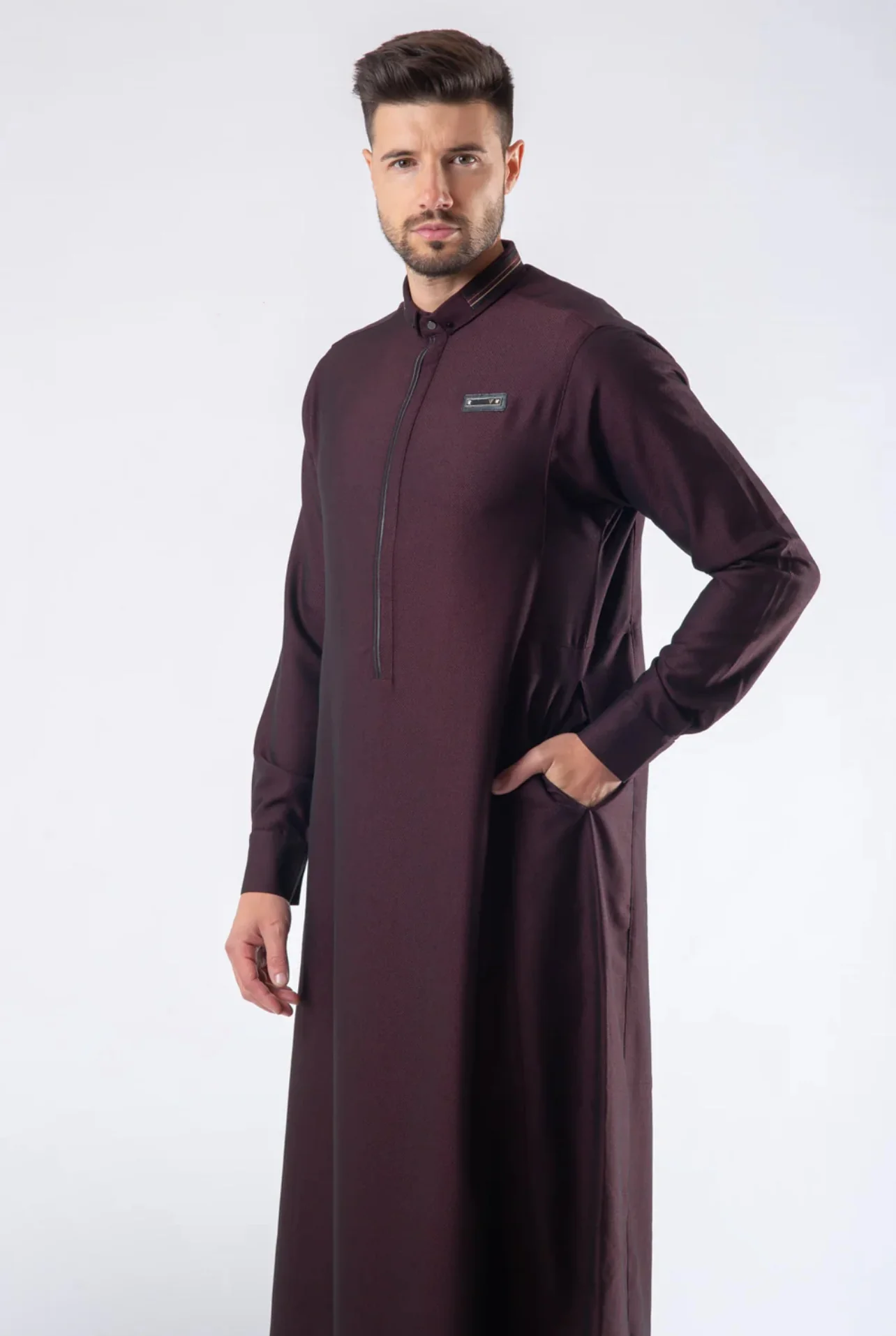Mens Thobe AL AMEER - Burgundy - Image 2
