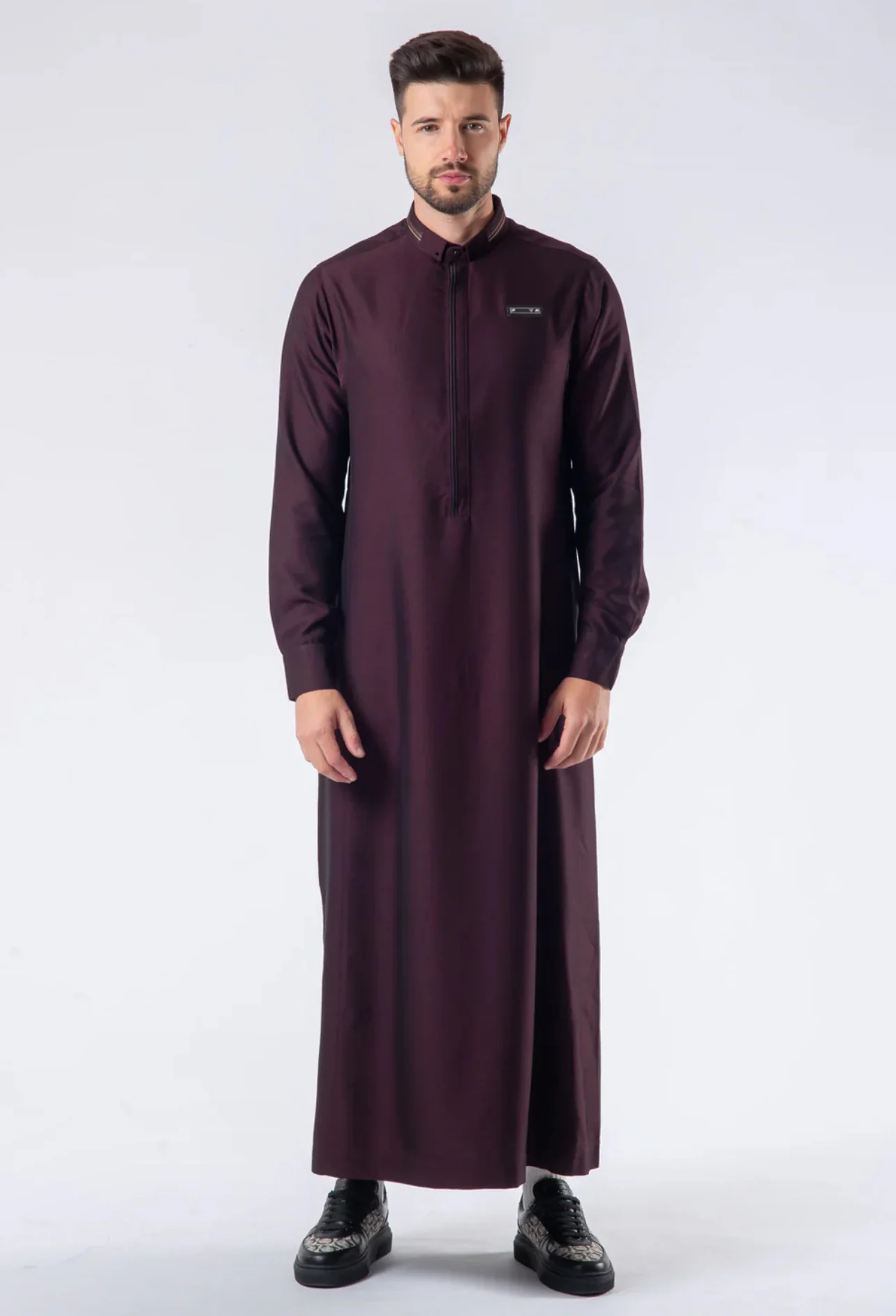 Mens Thobe AL AMEER - Burgundy - Image 6