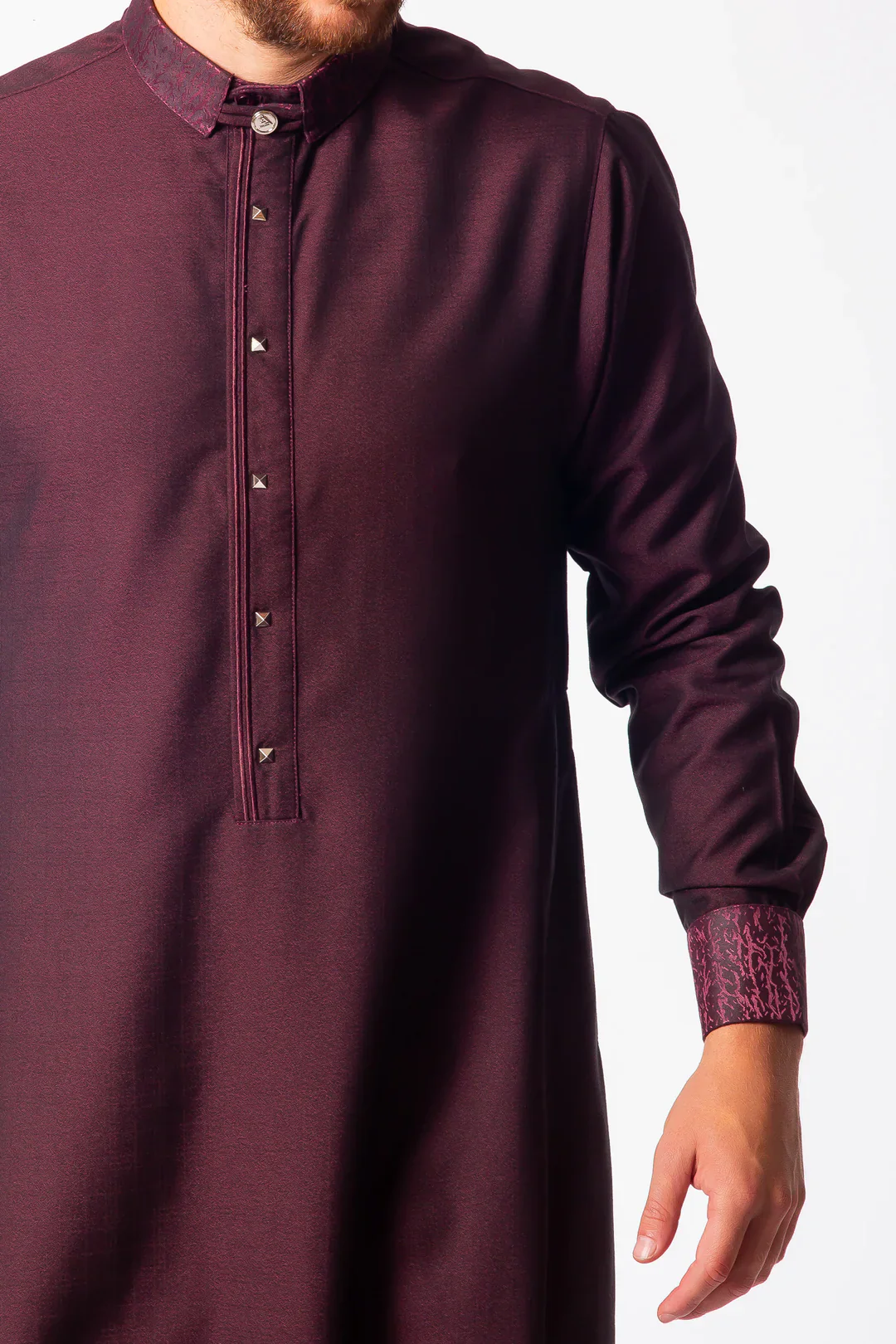 Mens Thobe AL AMEER - Burgundy - Image 3